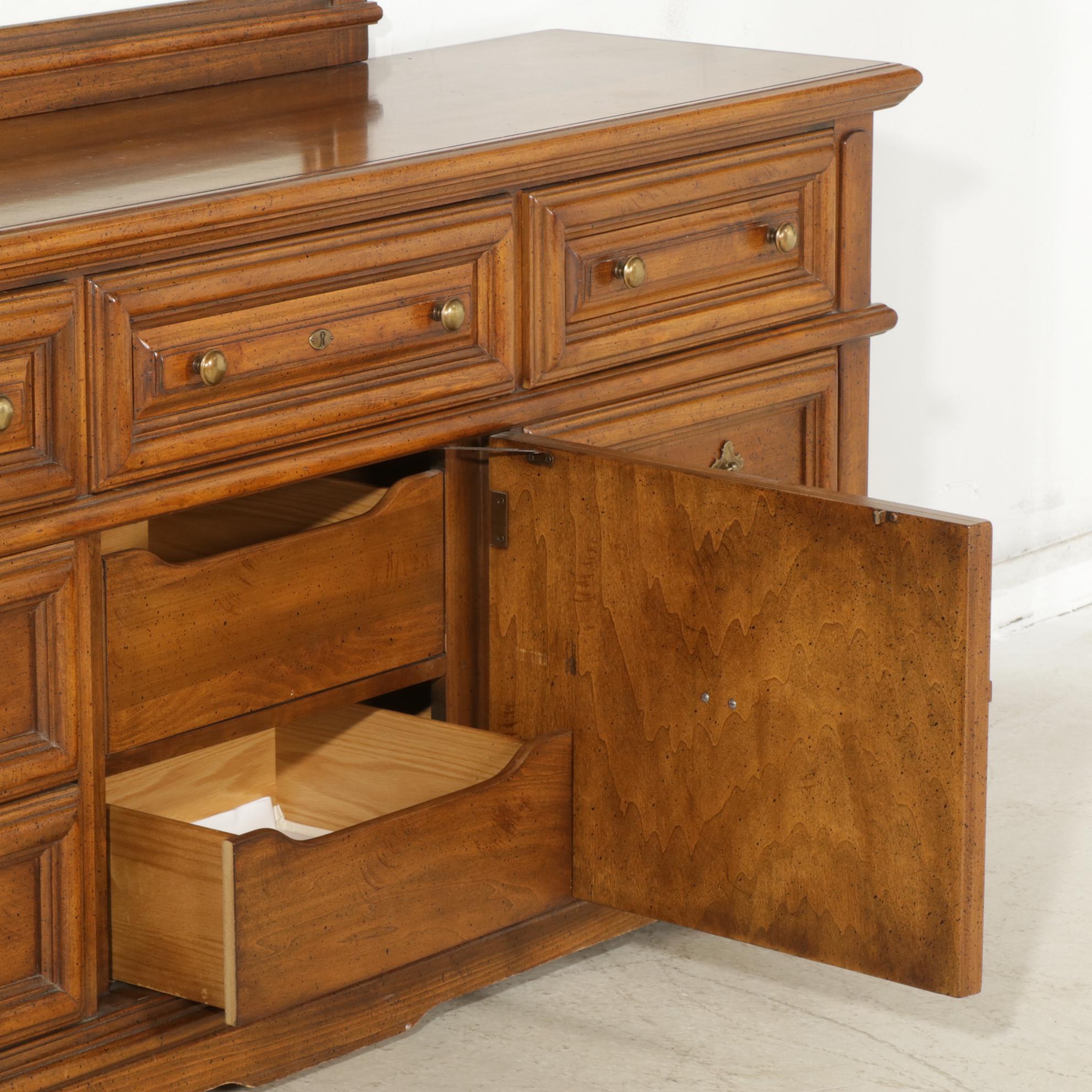 Wood Dresser and Mirror, Late 20th Century