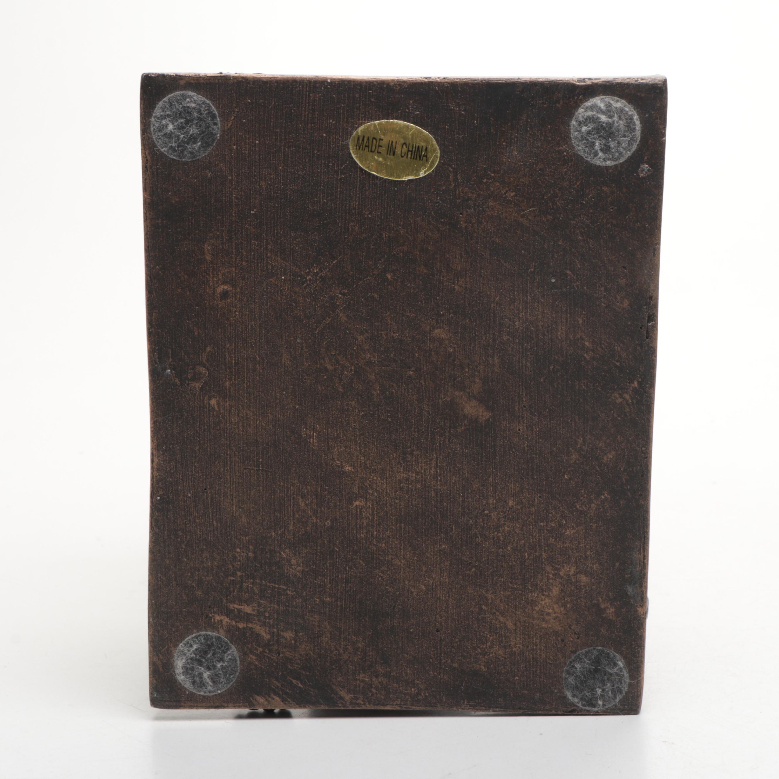 Monkey Form Resin Bookends with Ceramic Vase