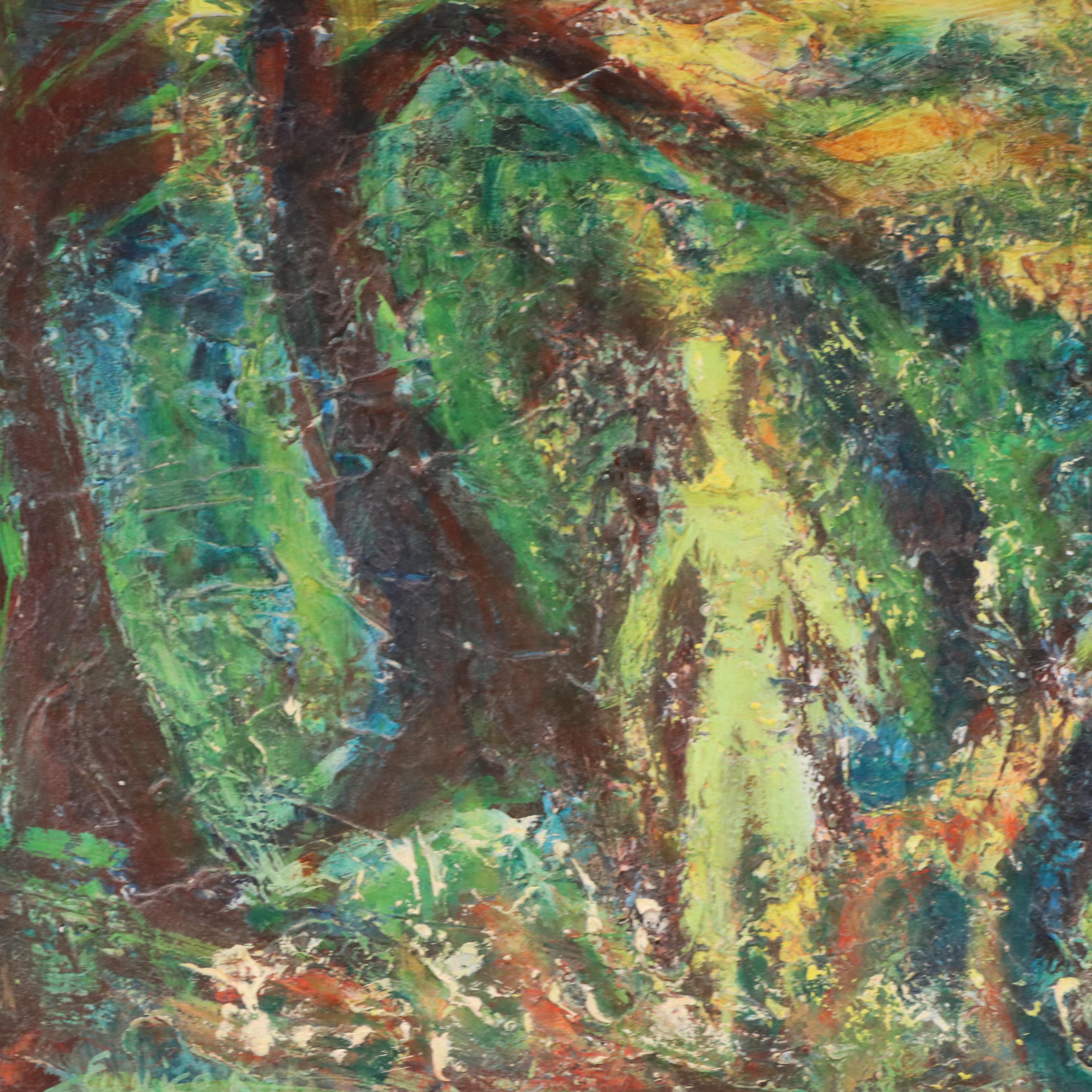 Eunice Katz Abstract Figurative Oil Painting, Mid to Late 20th Century