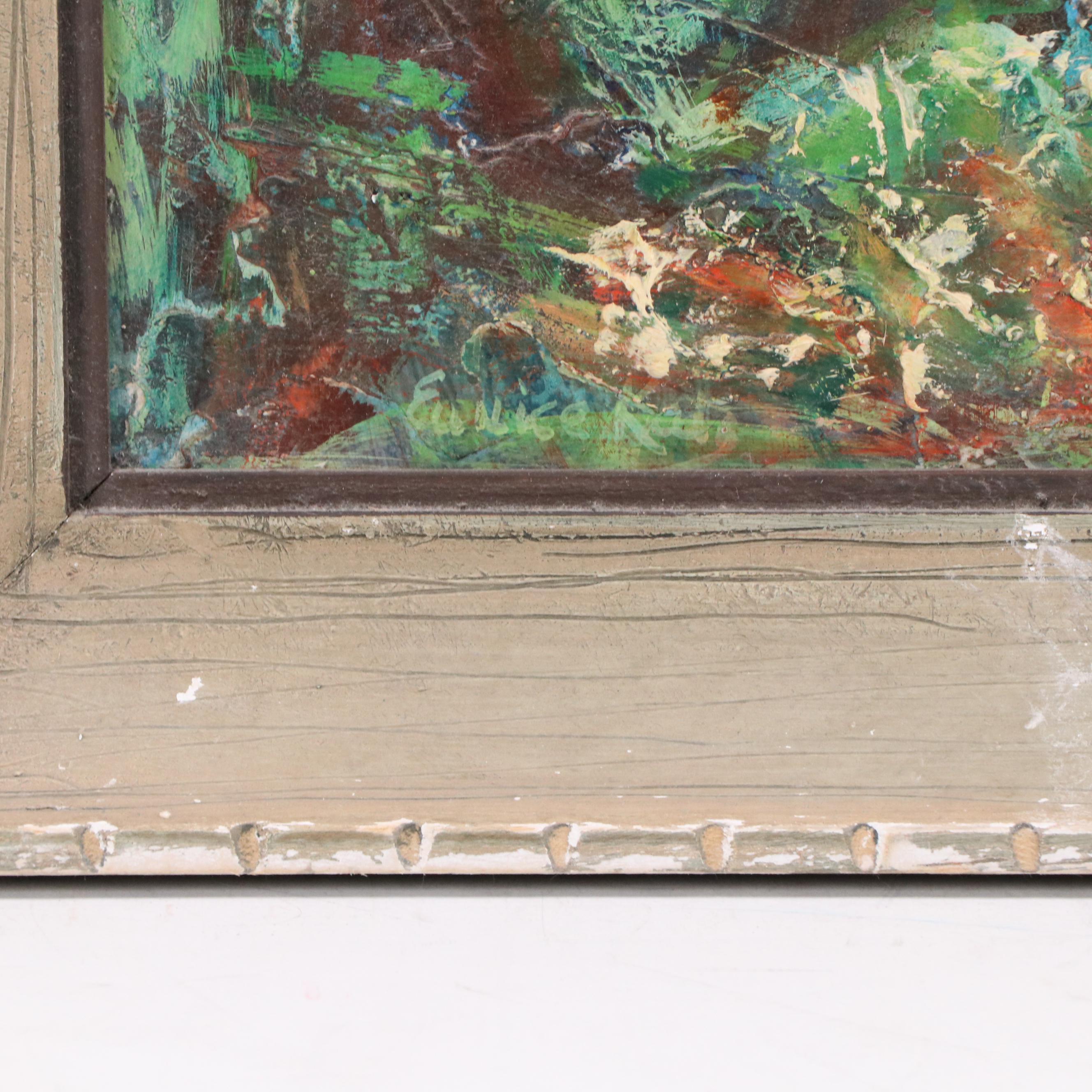 Eunice Katz Abstract Figurative Oil Painting, Mid to Late 20th Century