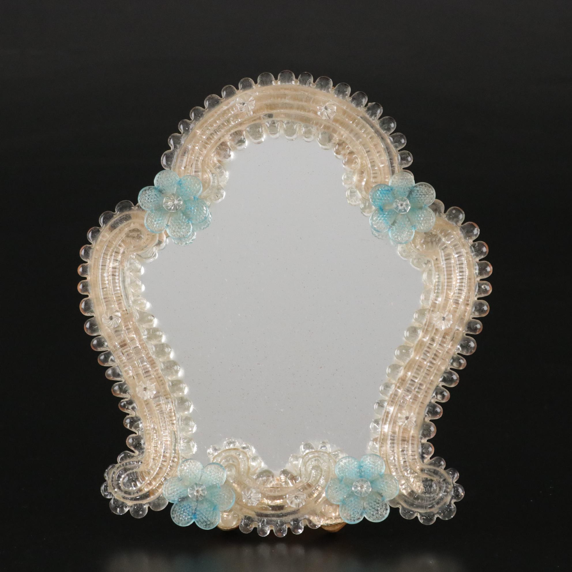 Uranium Glass Perfume Bottles & Vanity Tray with Mirror