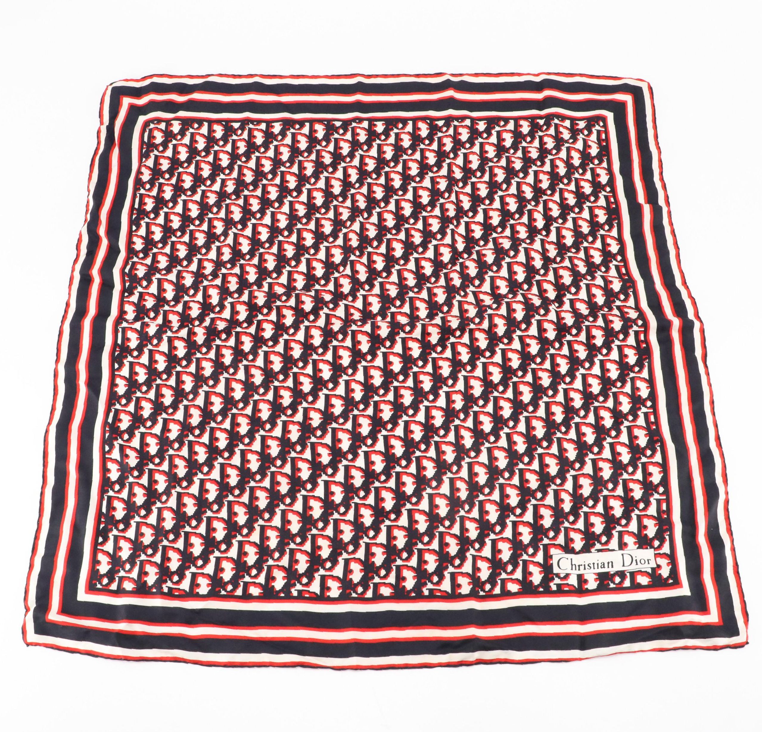 Christian Dior Logo Dior Oblique Scarf 70 in Silk Twill