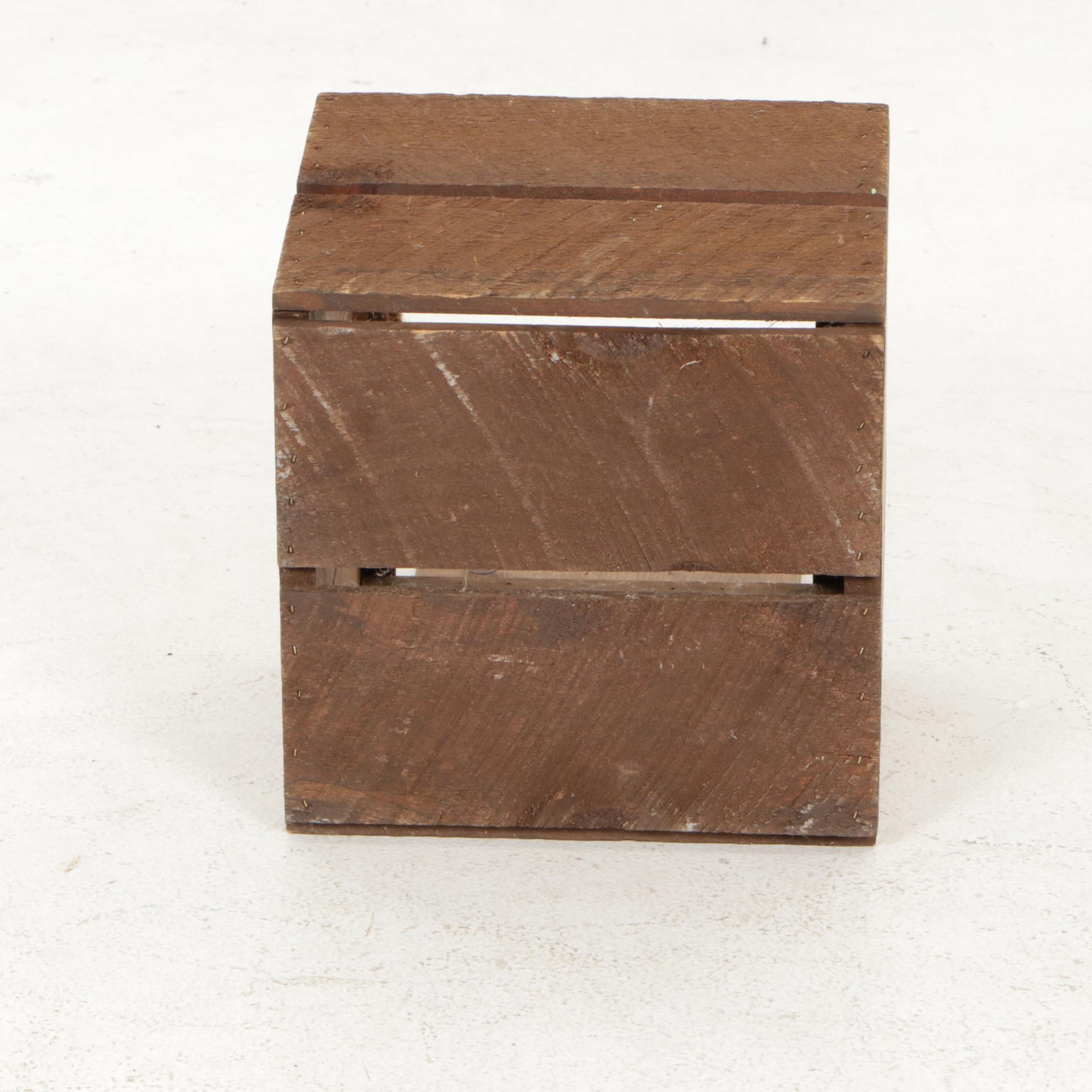 Handcrafted Wooden Crate Style Lidded Box and Fishing Lures