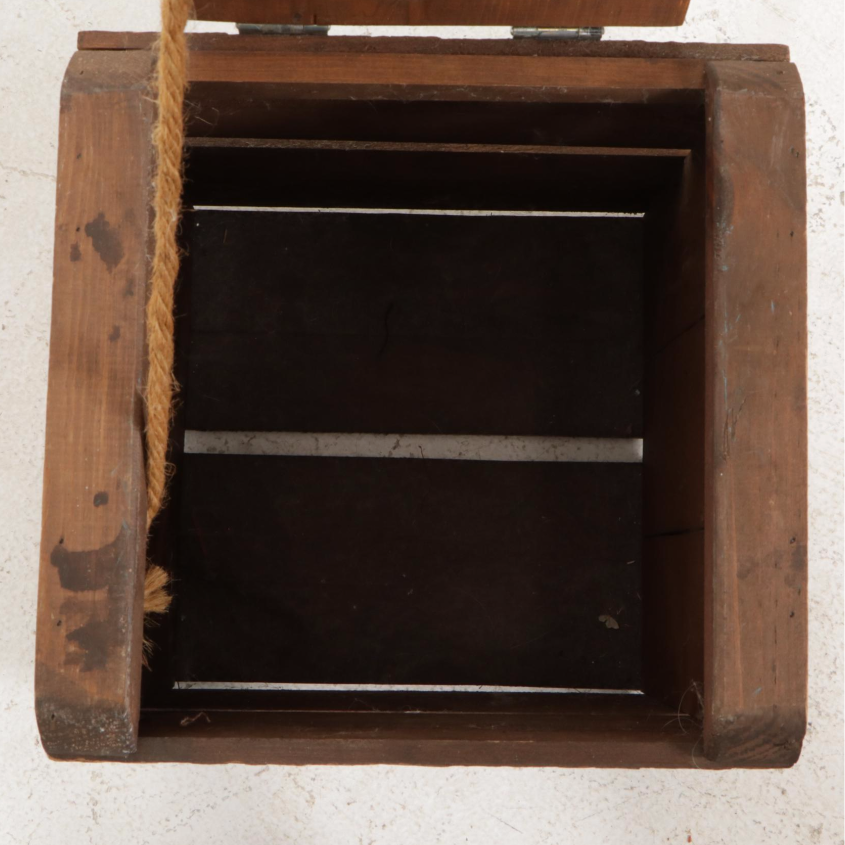 Handcrafted Wooden Crate Style Lidded Box and Fishing Lures