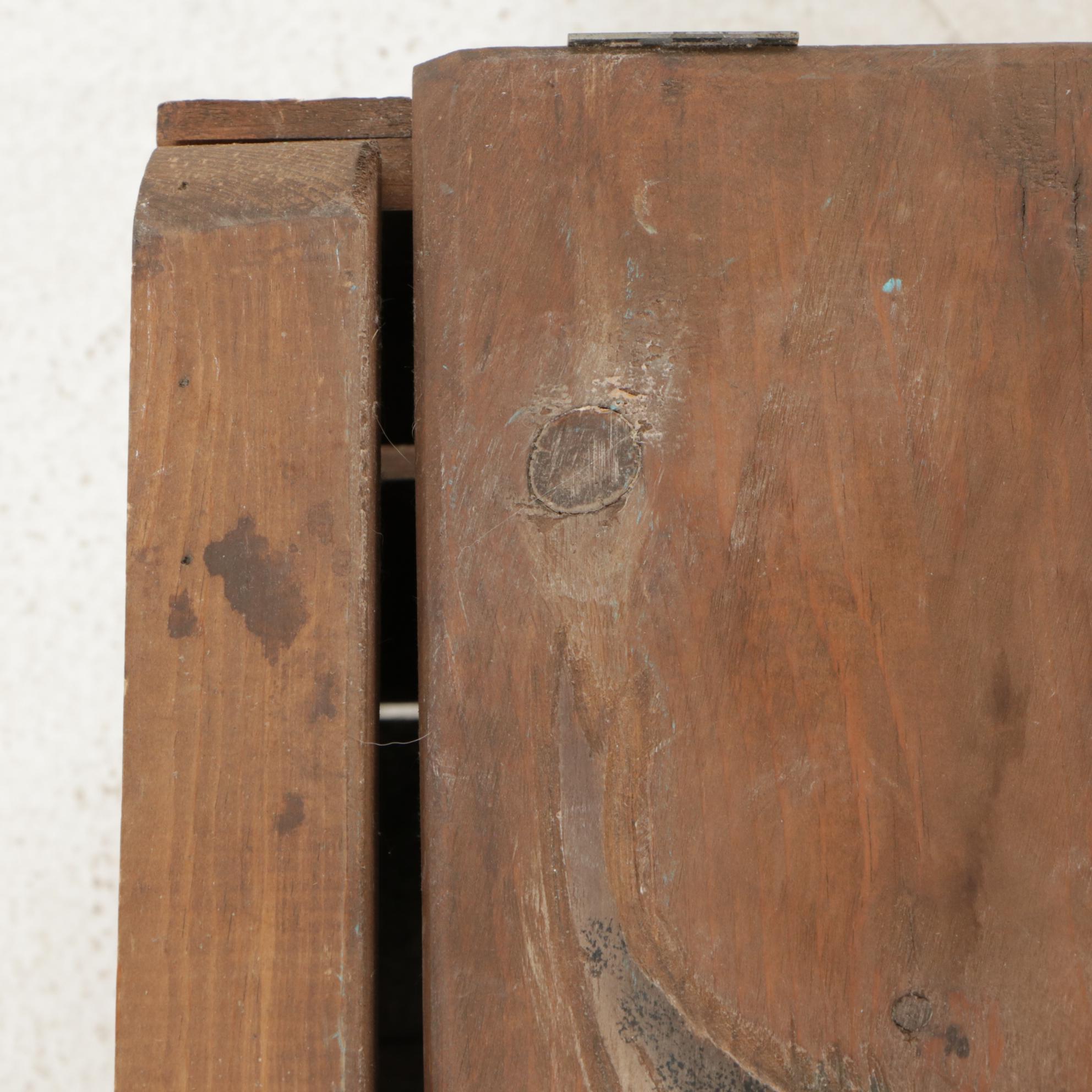 Handcrafted Wooden Crate Style Lidded Box and Fishing Lures