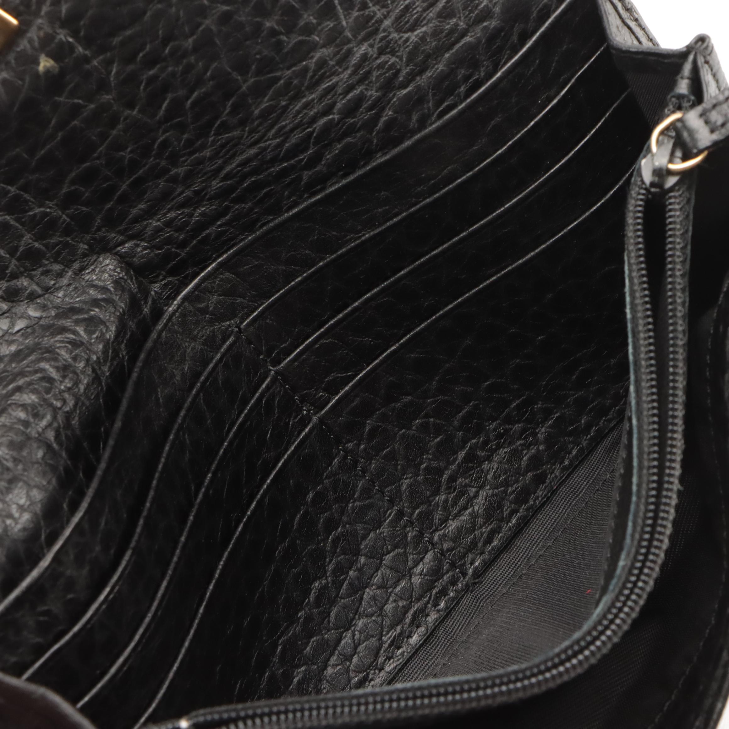 Prada Flap Front Long Wallet in Black Grained Leather