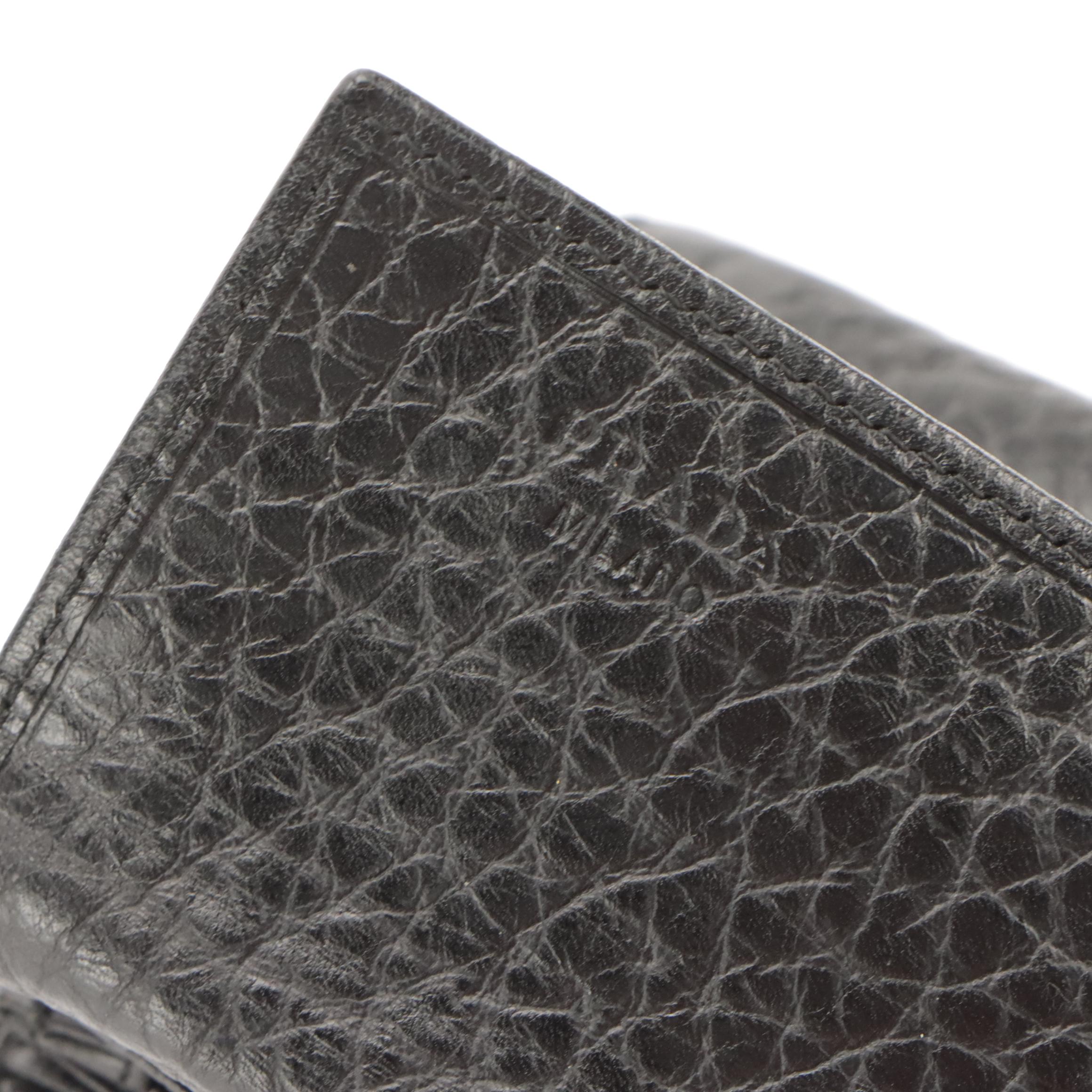 Prada Flap Front Long Wallet in Black Grained Leather