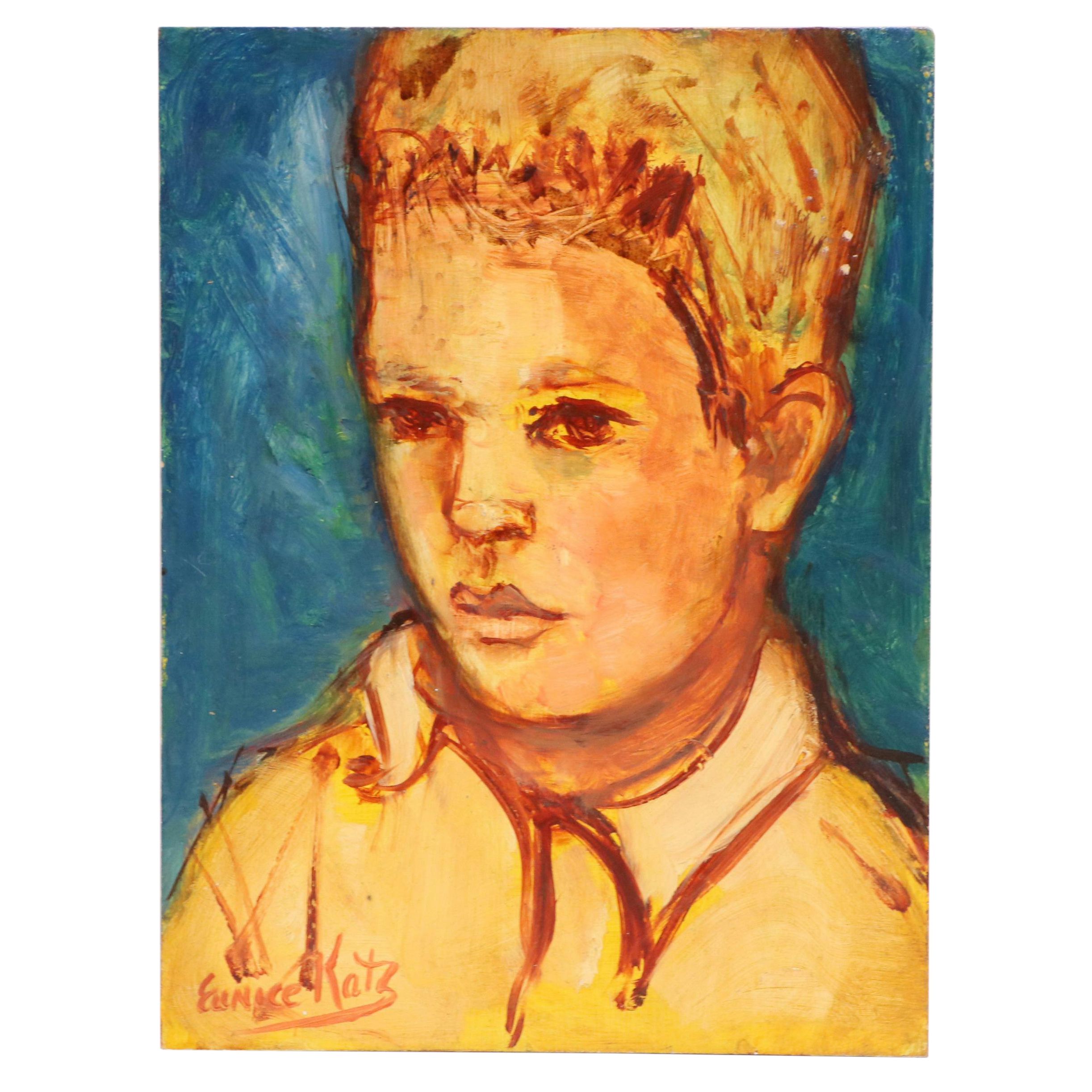 Eunice Katz Portrait Oil Painting, Mid to Late 20th Century