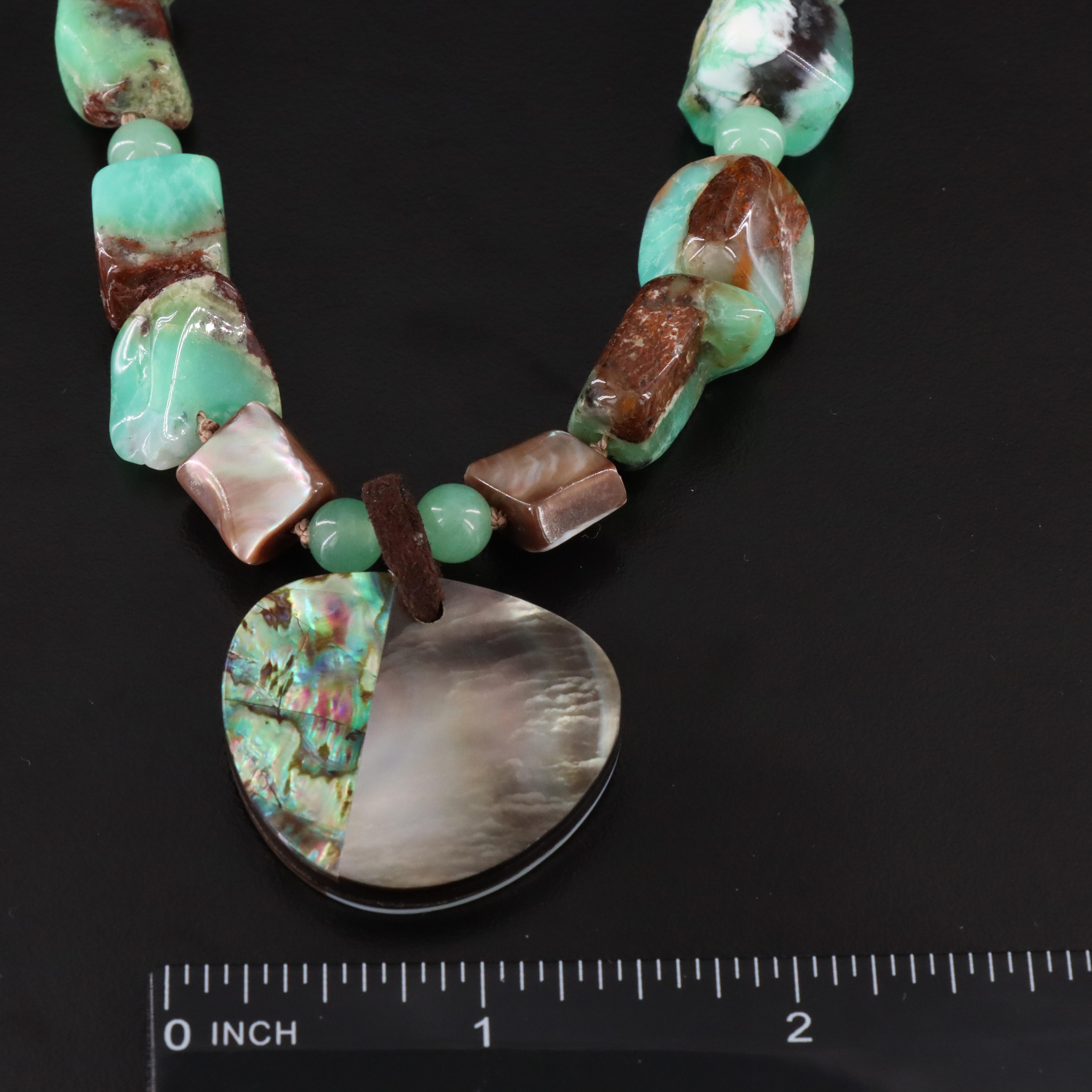 Jasper, Serpentine and Abalone Featured in Necklace Trio