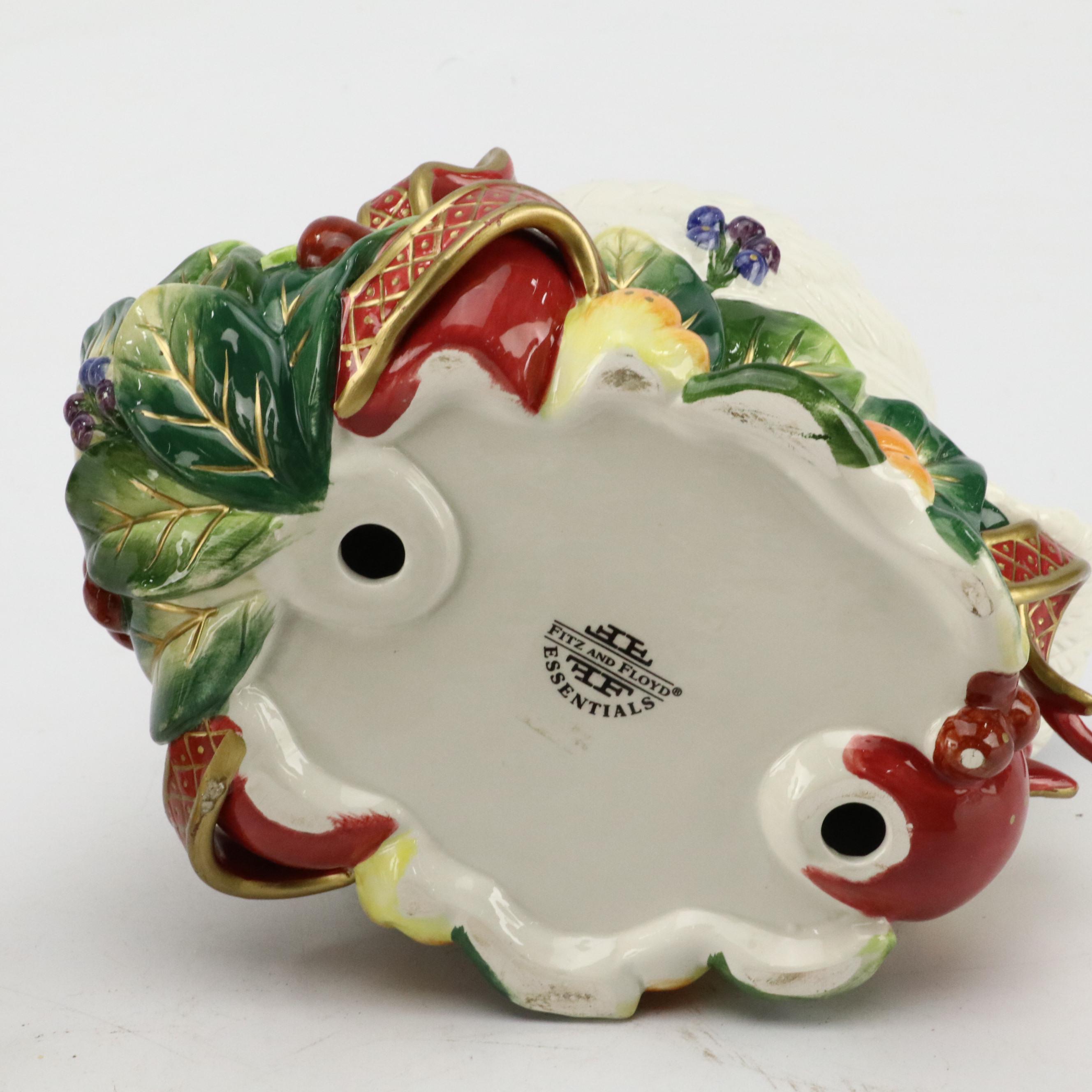 Fitz and Floyd Swan Ceramic Centerpiece Bowl with Other Brass Décor