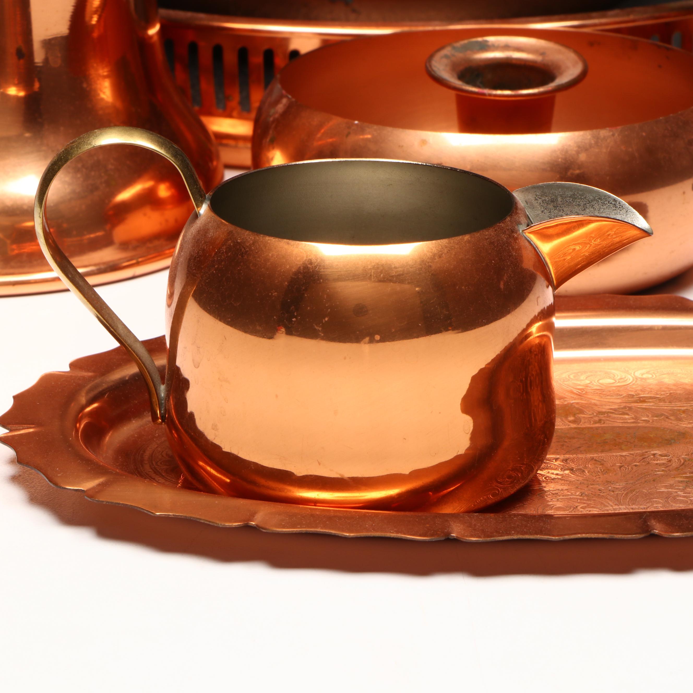 Coppercraft Guild Long Handled Coffee Pot with Other Tableware and Decor