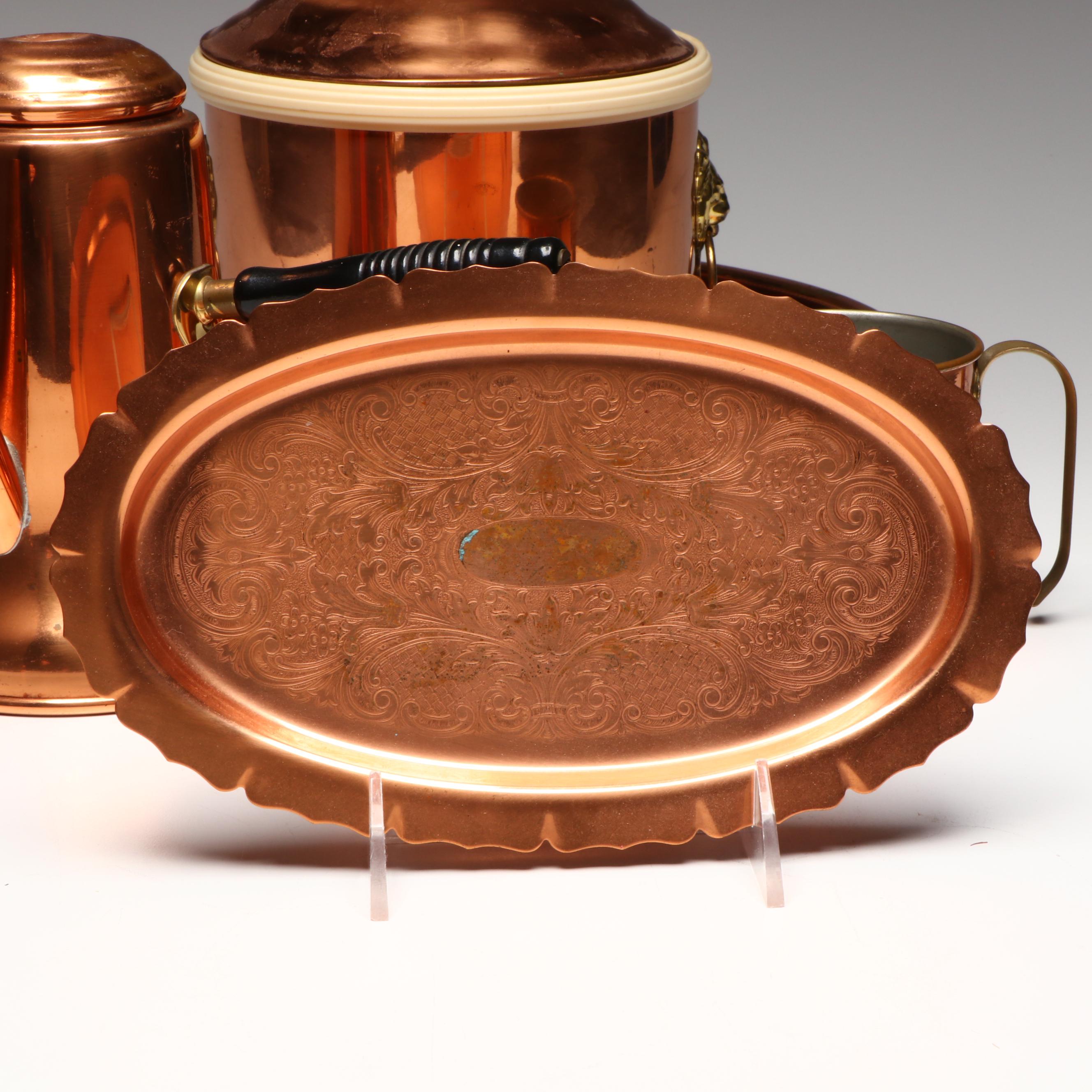 Coppercraft Guild Long Handled Coffee Pot with Other Tableware and Decor