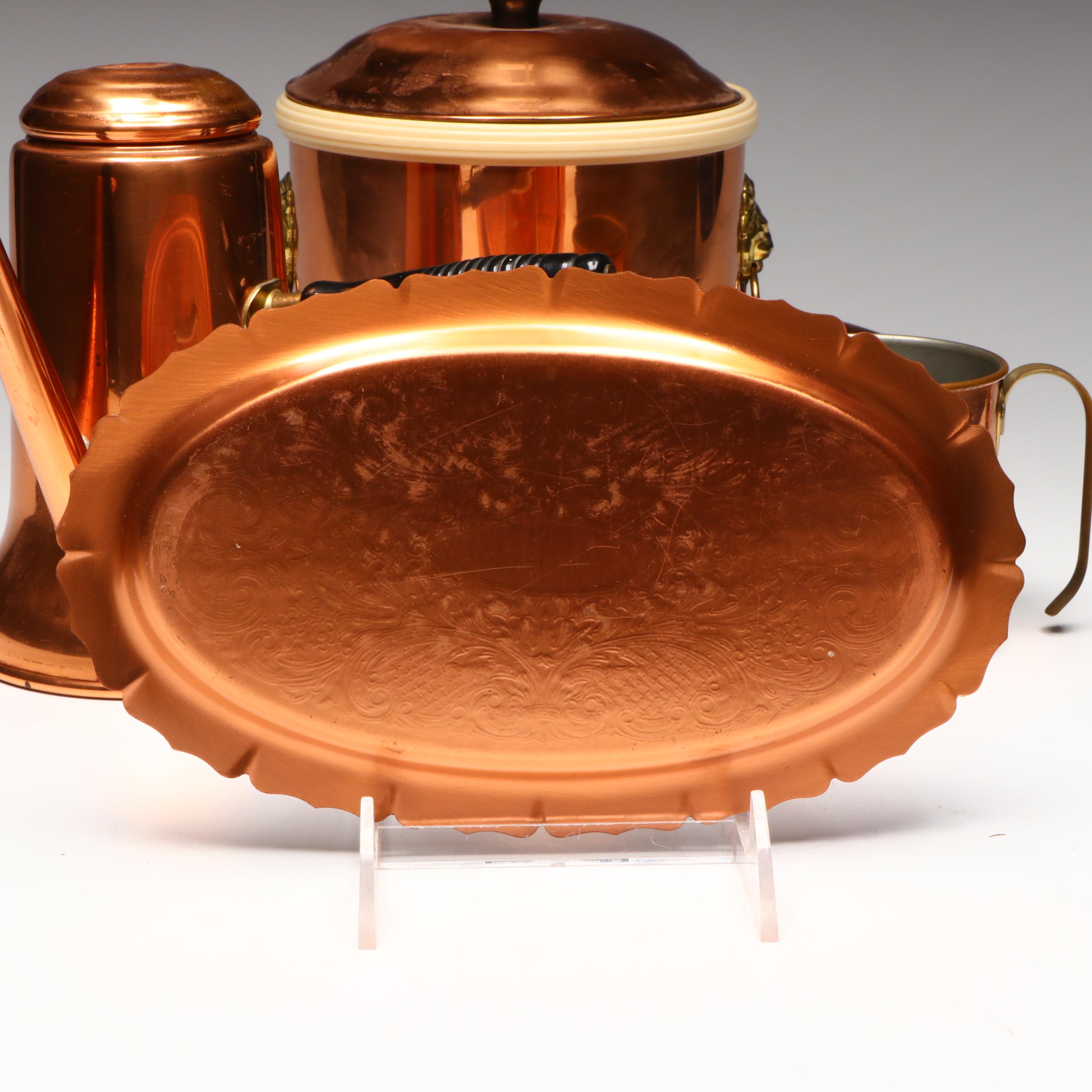 Coppercraft Guild Long Handled Coffee Pot with Other Tableware and Decor