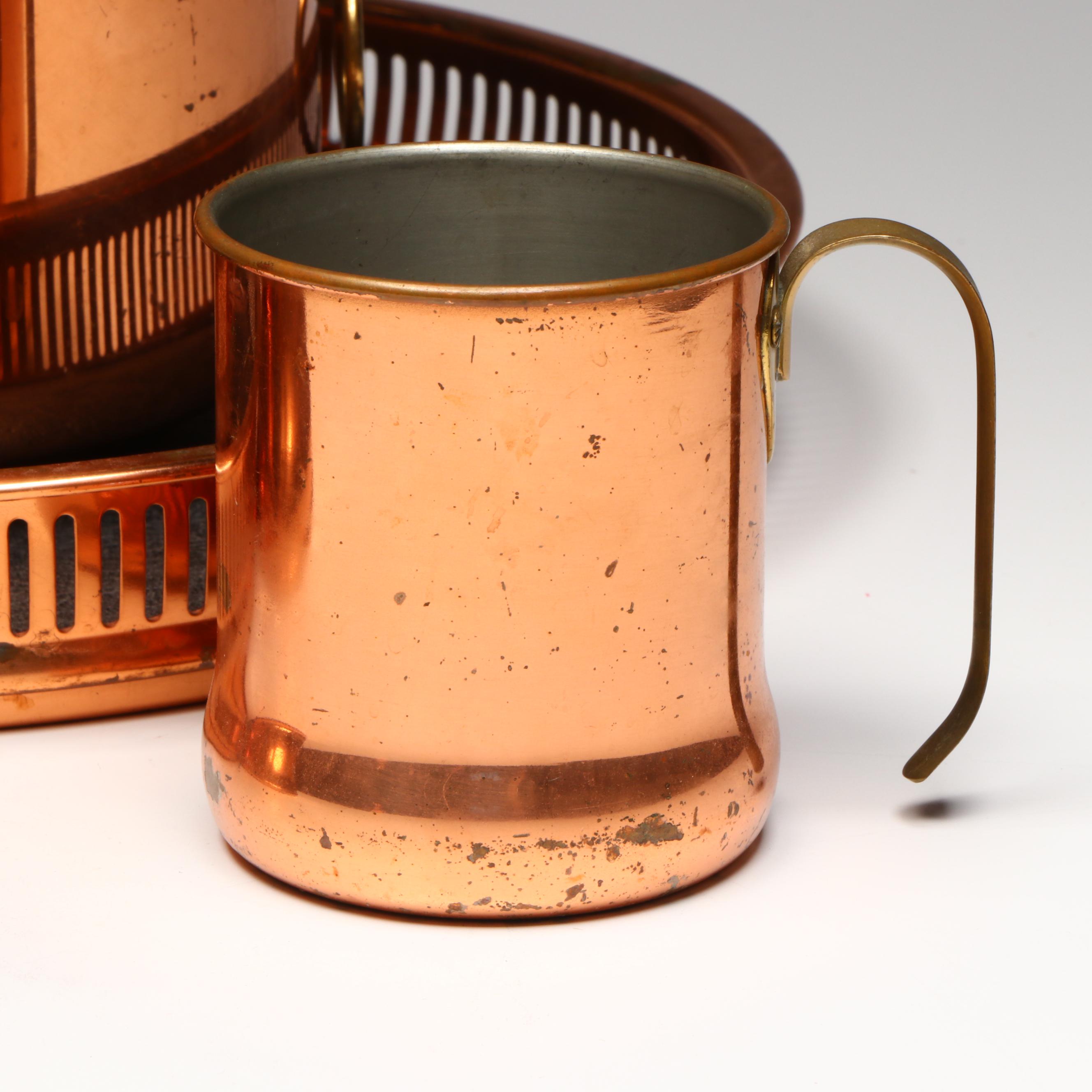 Coppercraft Guild Long Handled Coffee Pot with Other Tableware and Decor