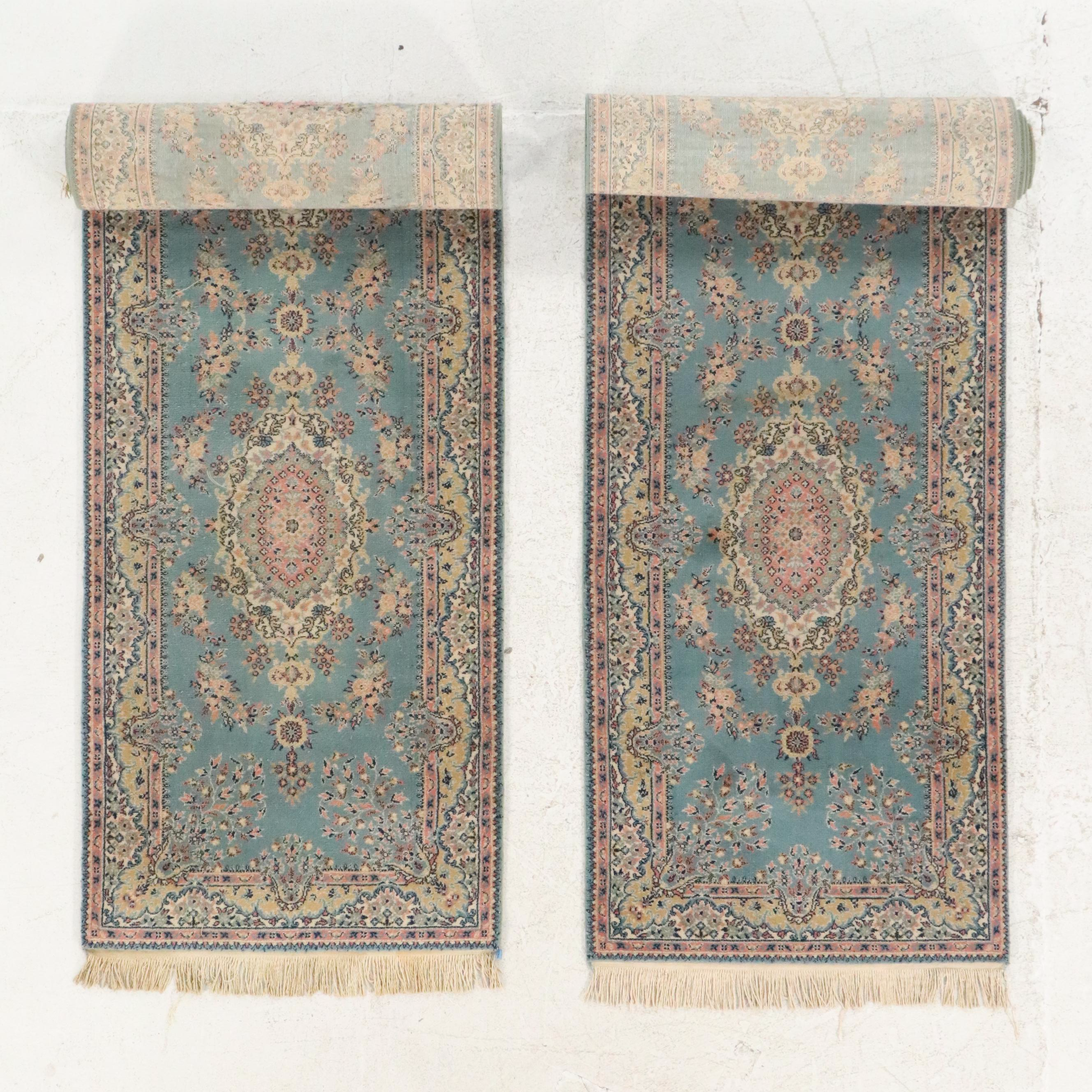 2'8 x 13'7 Pair of Machine Made Pastel Wool Carpet Runner Long Rugs