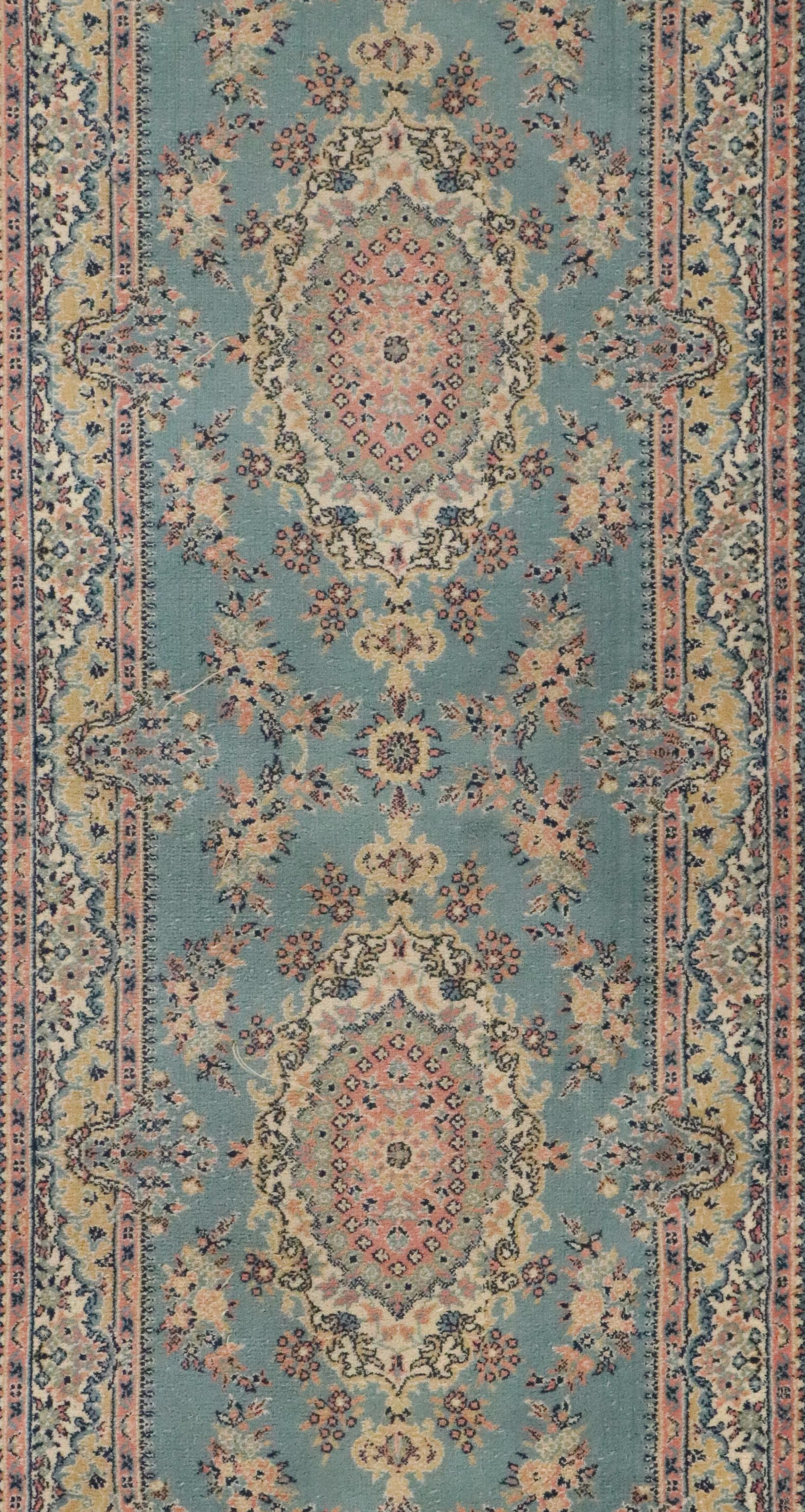 2'8 x 13'7 Pair of Machine Made Pastel Wool Carpet Runner Long Rugs