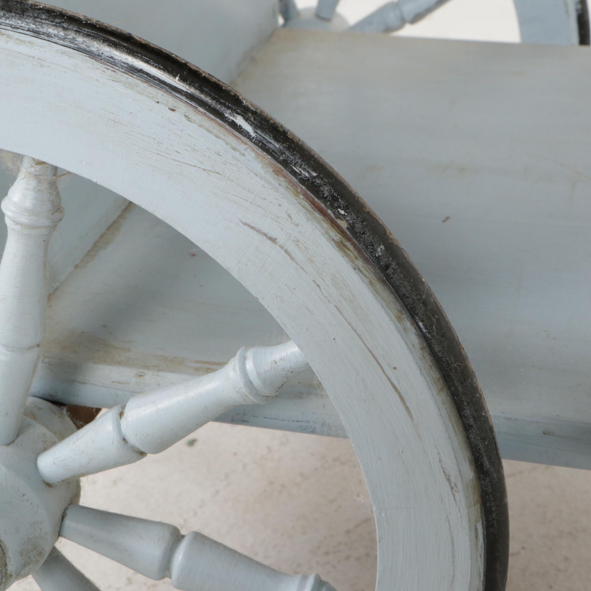 Painted Wood Bar Cart and Humidor Smoking Stand, Mid-20th Century