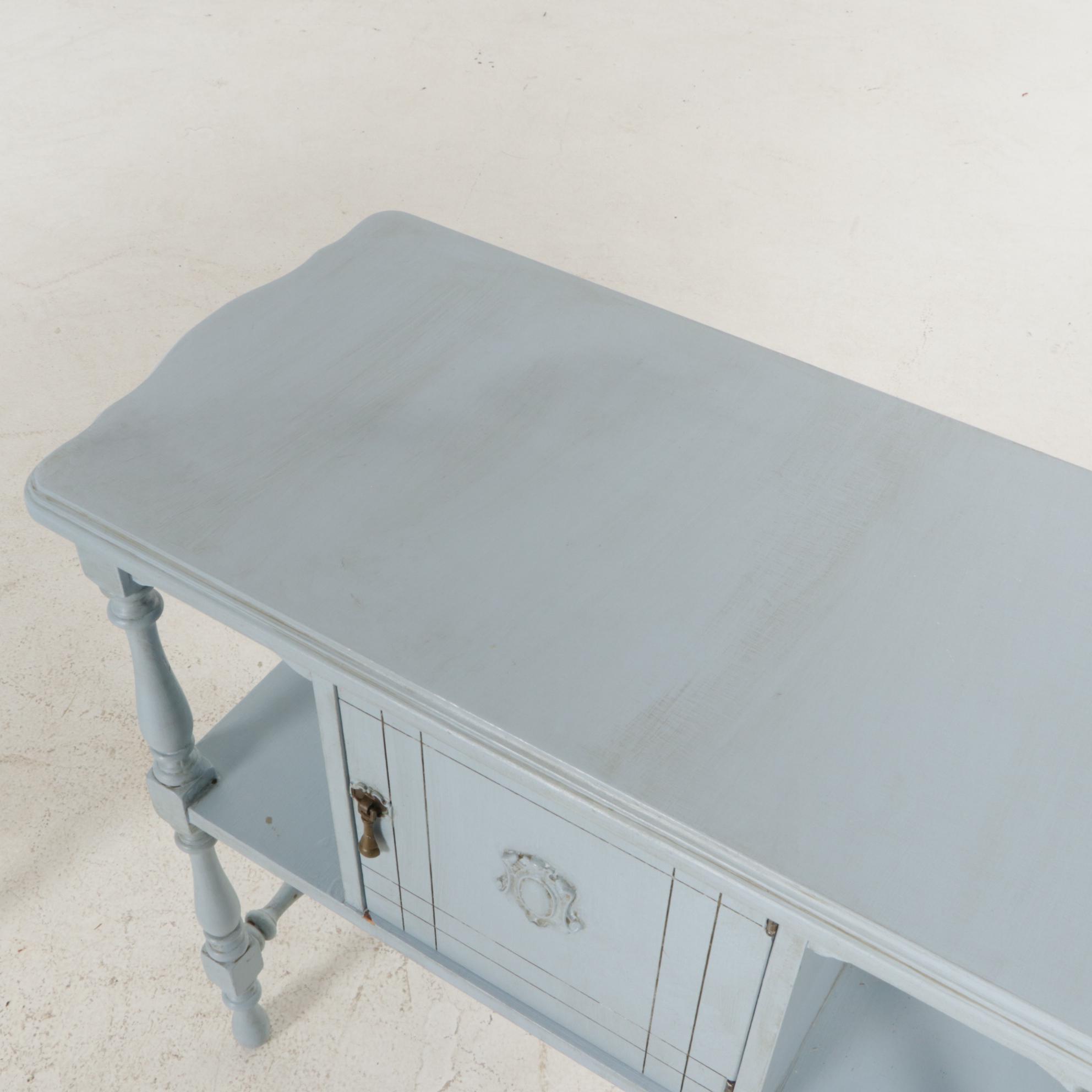 Painted Wood Bar Cart and Humidor Smoking Stand, Mid-20th Century