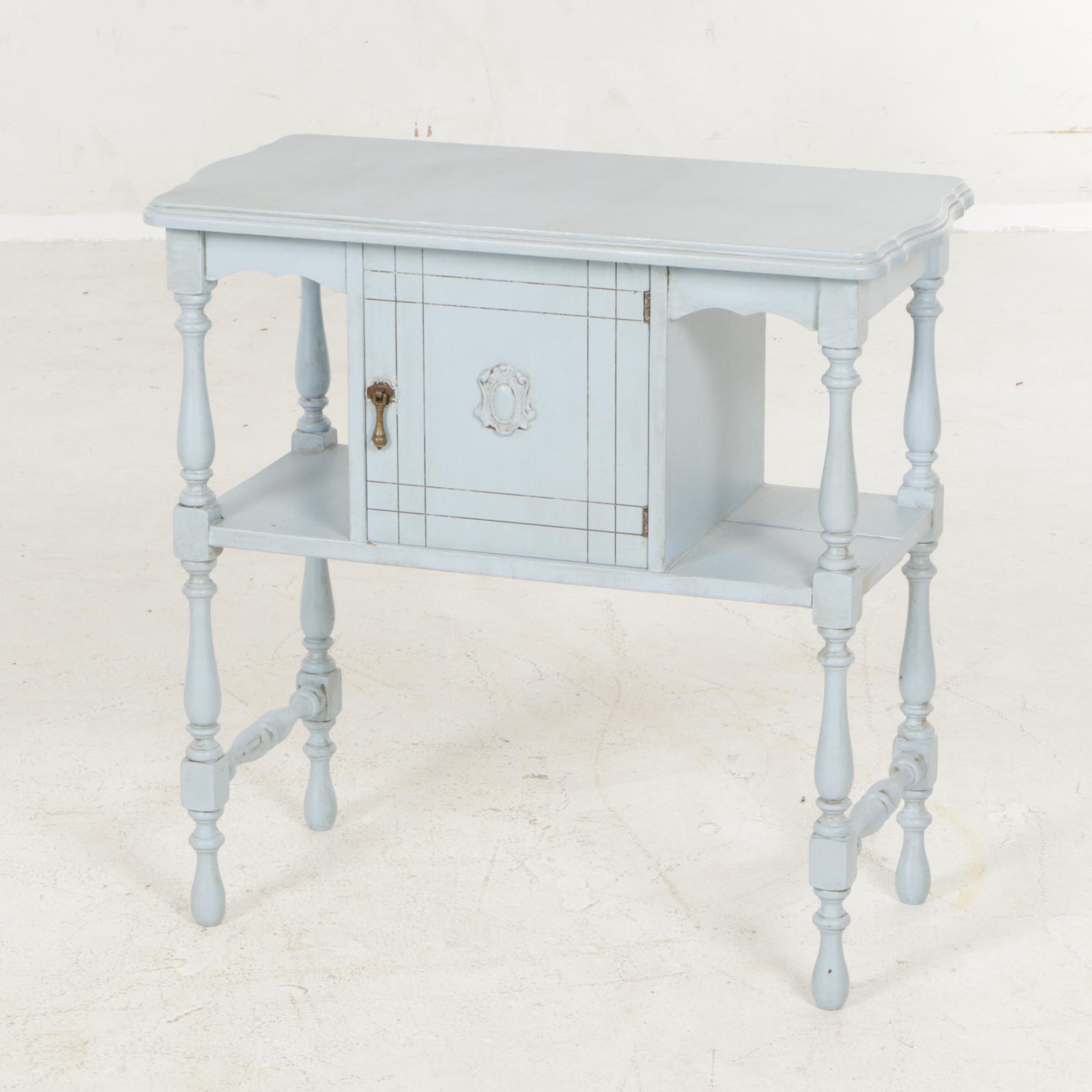 Painted Wood Bar Cart and Humidor Smoking Stand, Mid-20th Century