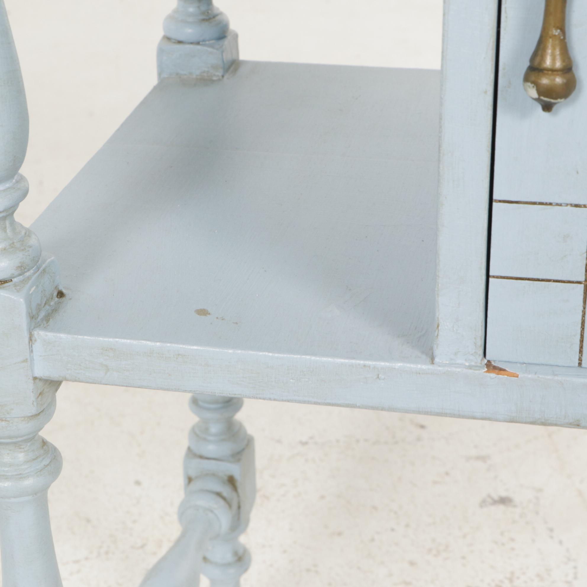 Painted Wood Bar Cart and Humidor Smoking Stand, Mid-20th Century