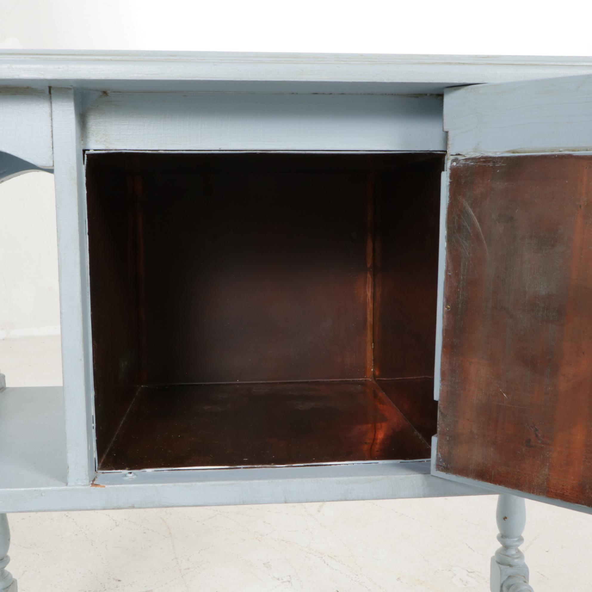 Painted Wood Bar Cart and Humidor Smoking Stand, Mid-20th Century