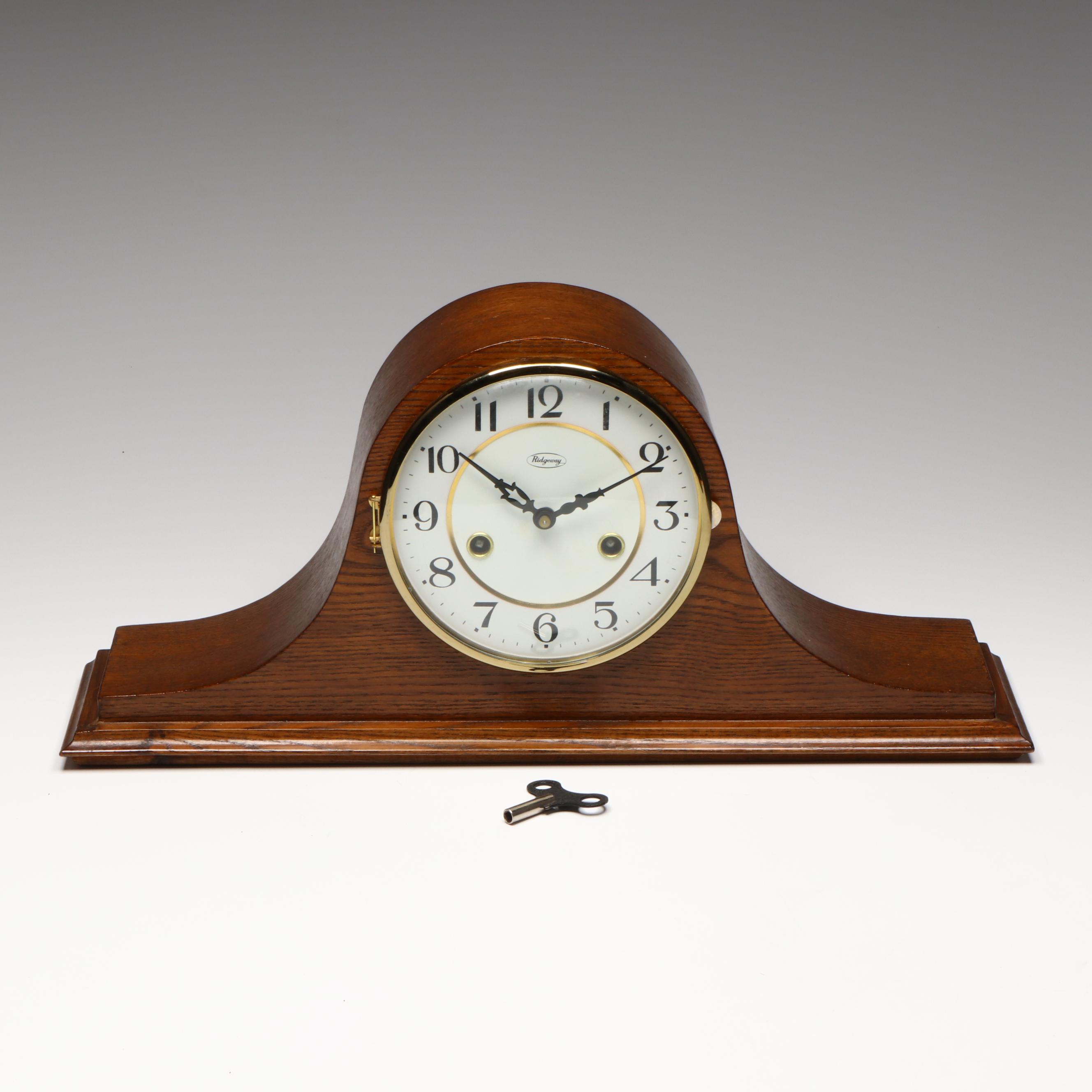 Ridgeway Dark Oak Tambour Mantel Clock