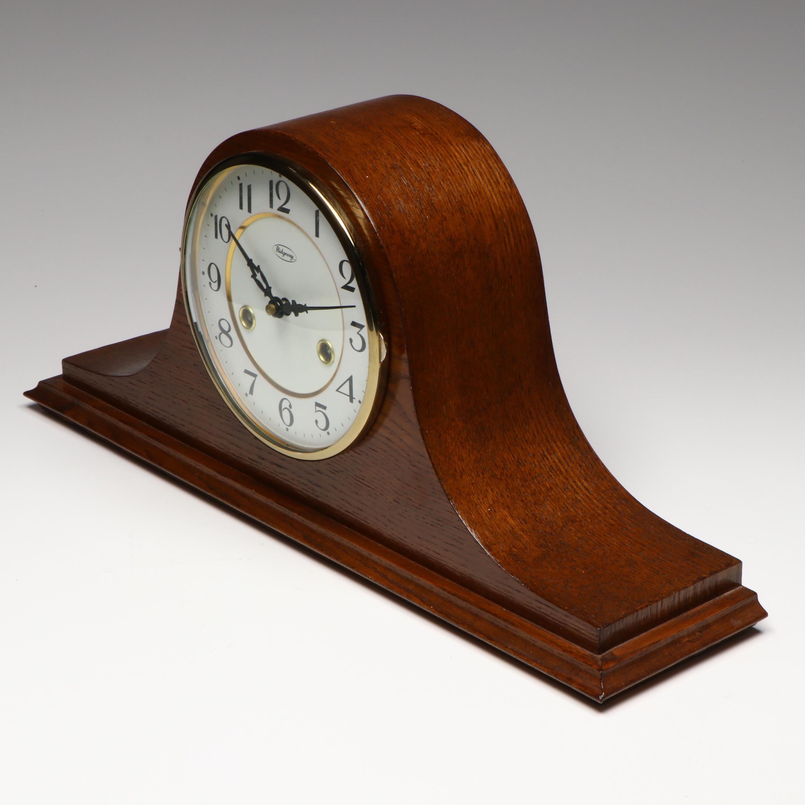 Ridgeway Dark Oak Tambour Mantel Clock
