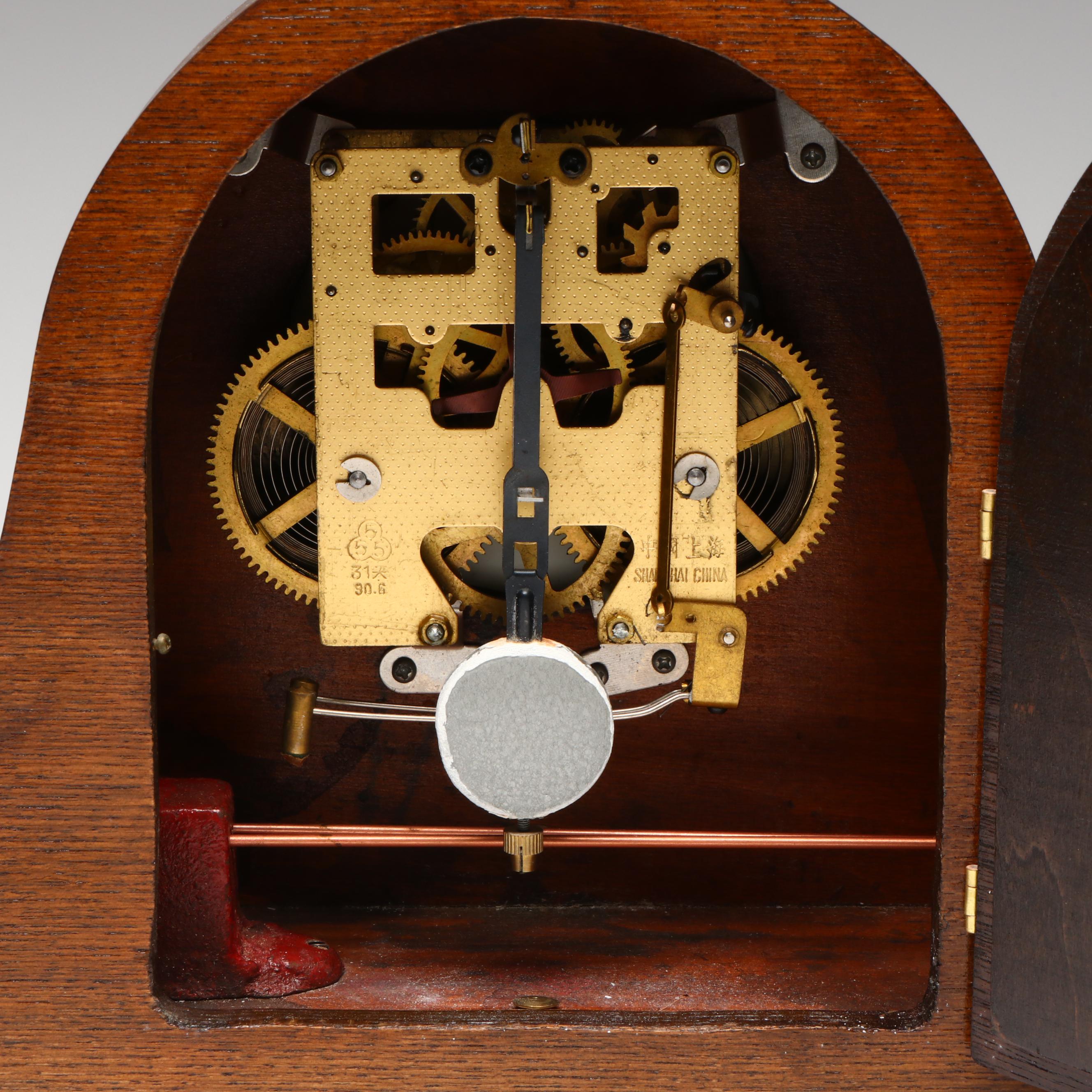 Ridgeway Dark Oak Tambour Mantel Clock