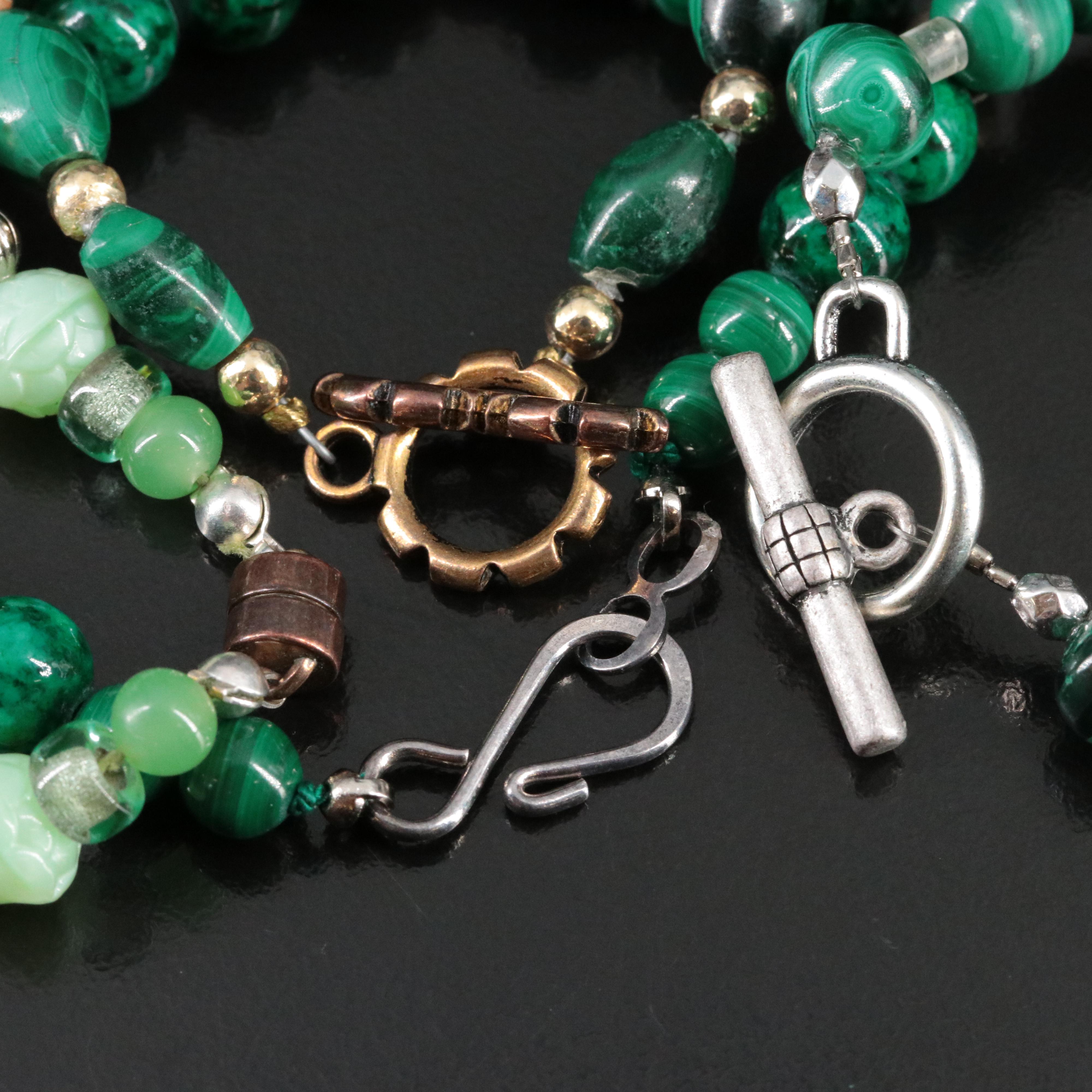Malachite, Coral and Glass Bracelet and Earring Collection