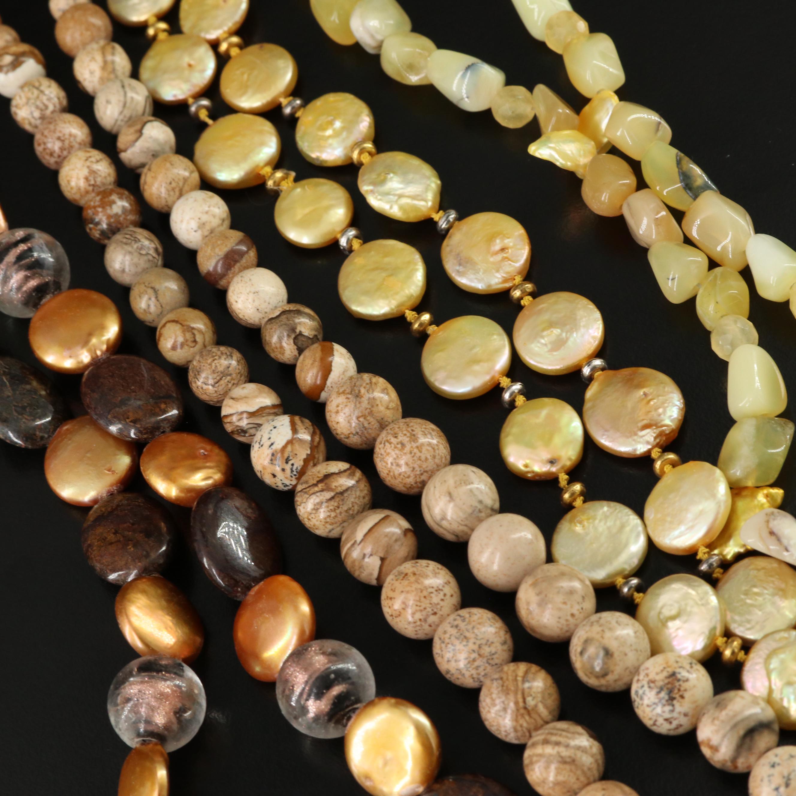 Jasper and Pearls in Necklace Selection