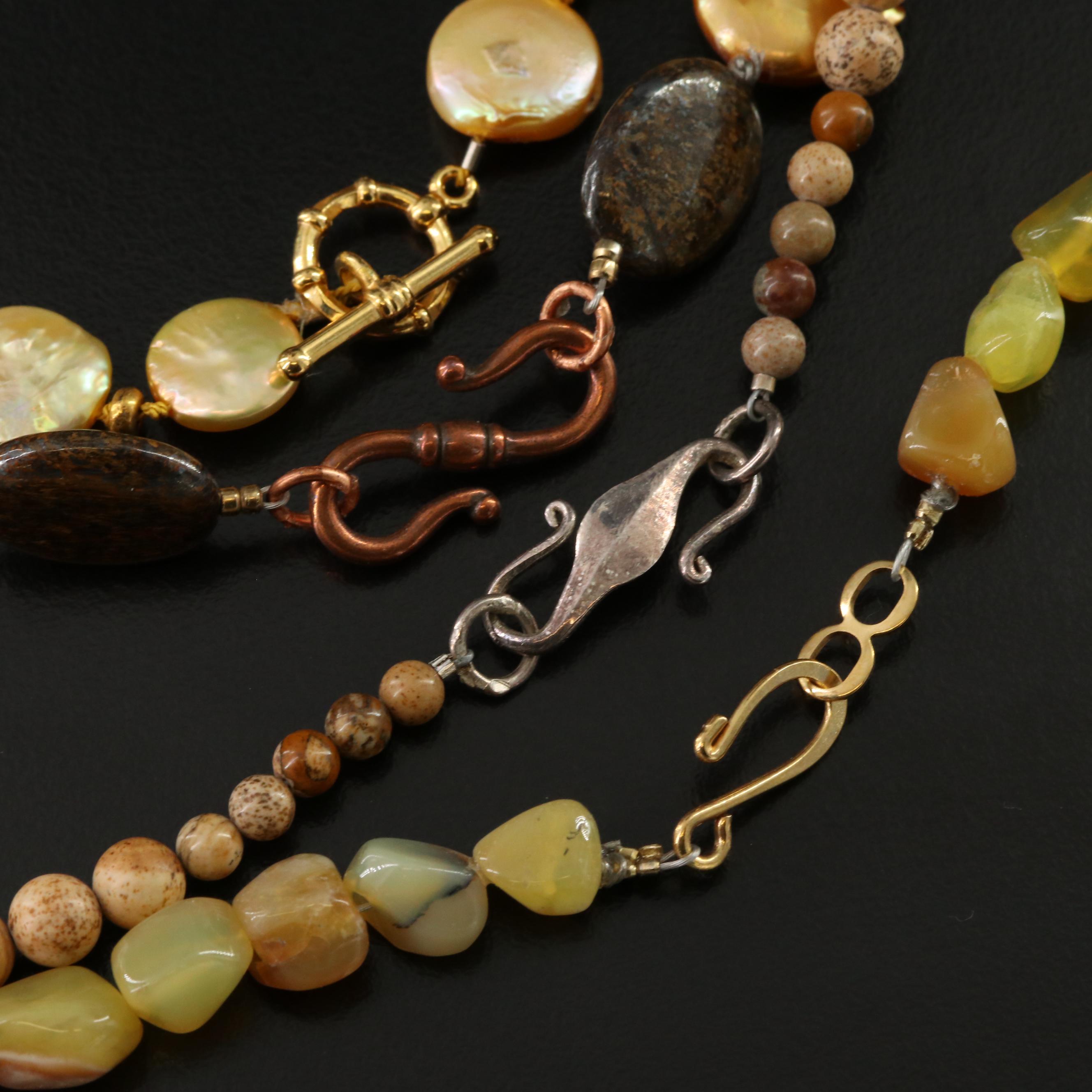 Jasper and Pearls in Necklace Selection