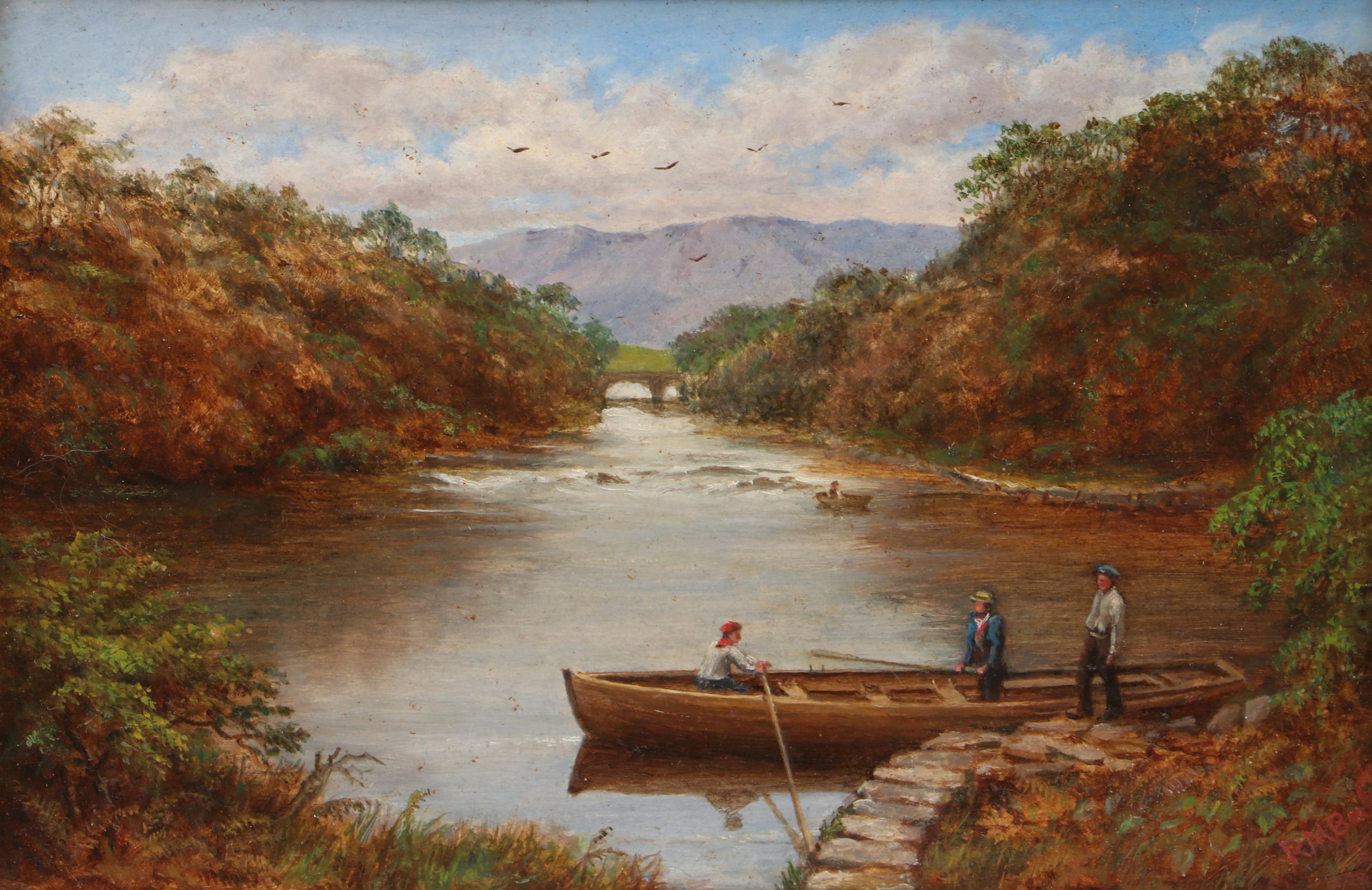 R. M. Baily Oil Painting "River Near Matlock," 1901