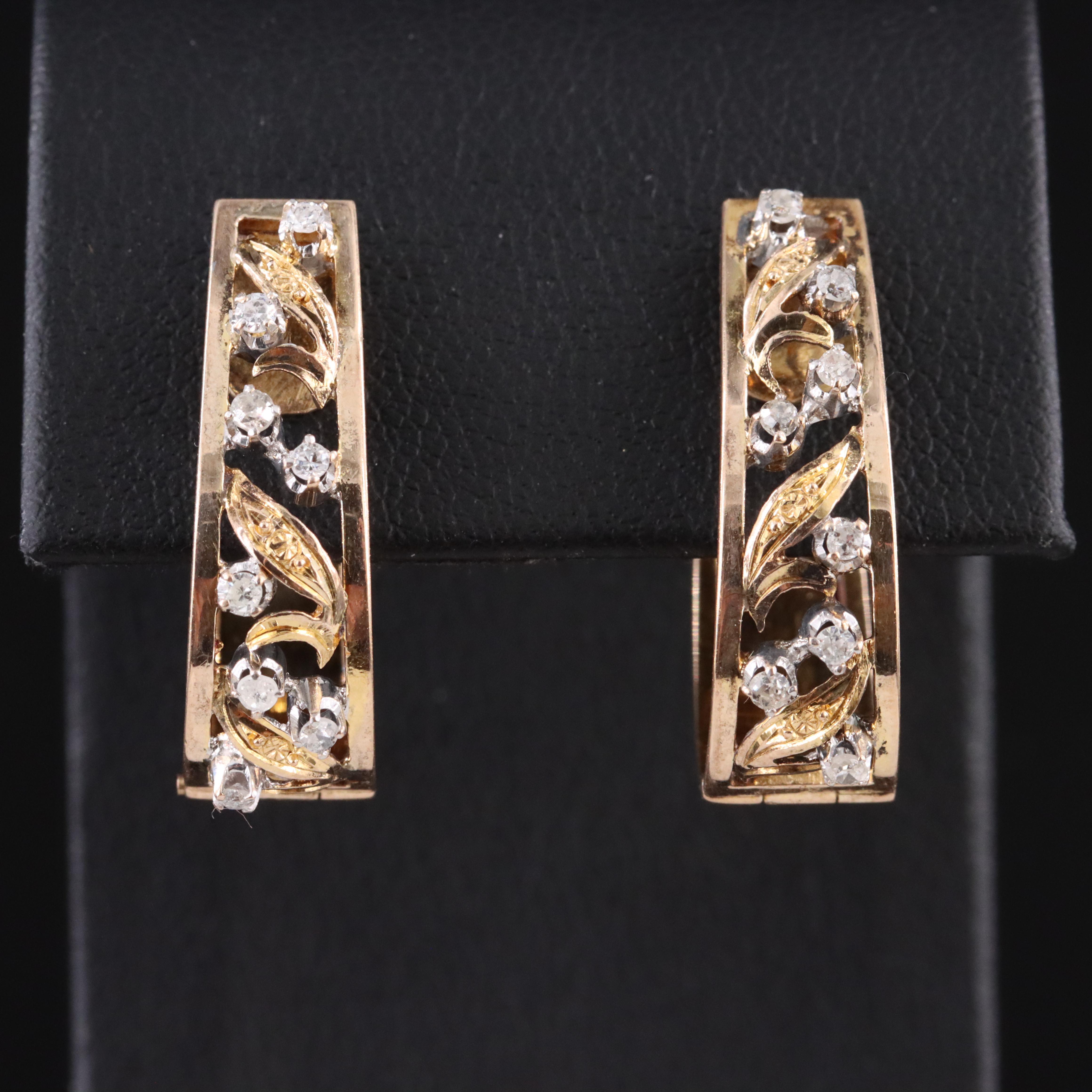 10K 0.24 CTW Diamond Foliate Drop Earrings