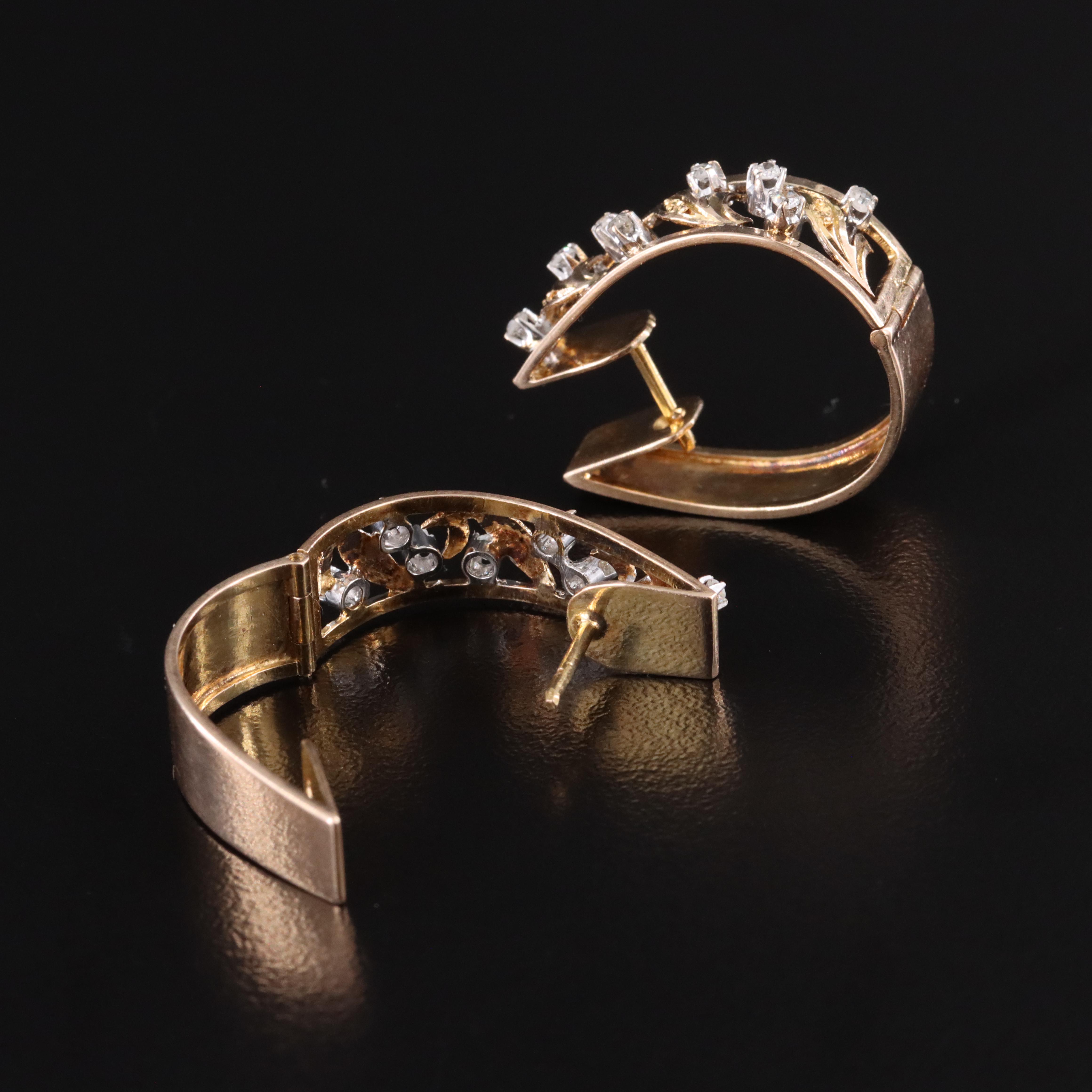 10K 0.24 CTW Diamond Foliate Drop Earrings