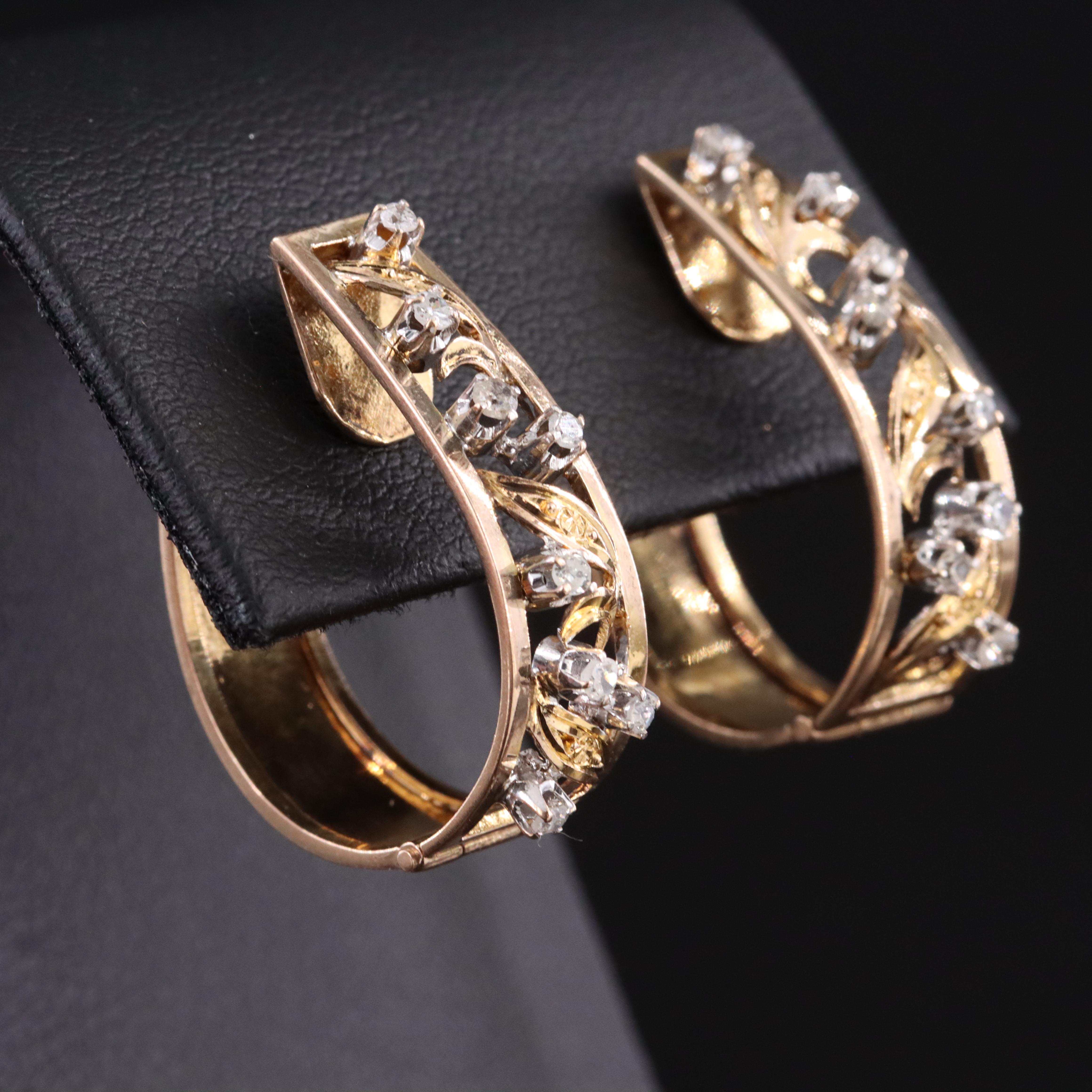 10K 0.24 CTW Diamond Foliate Drop Earrings