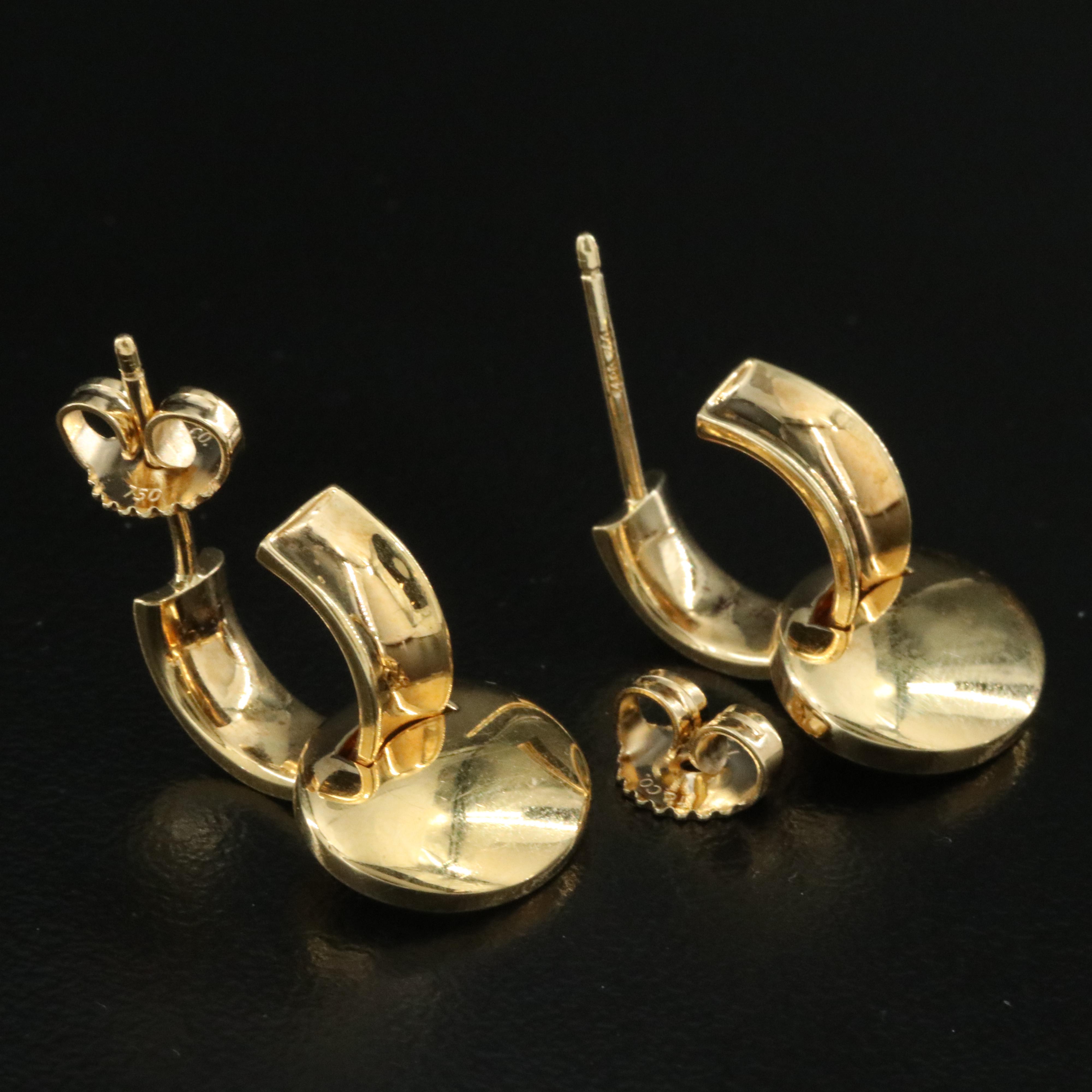 Tiffany & Co. 18K Concave Oval Disc Hoop Earrings