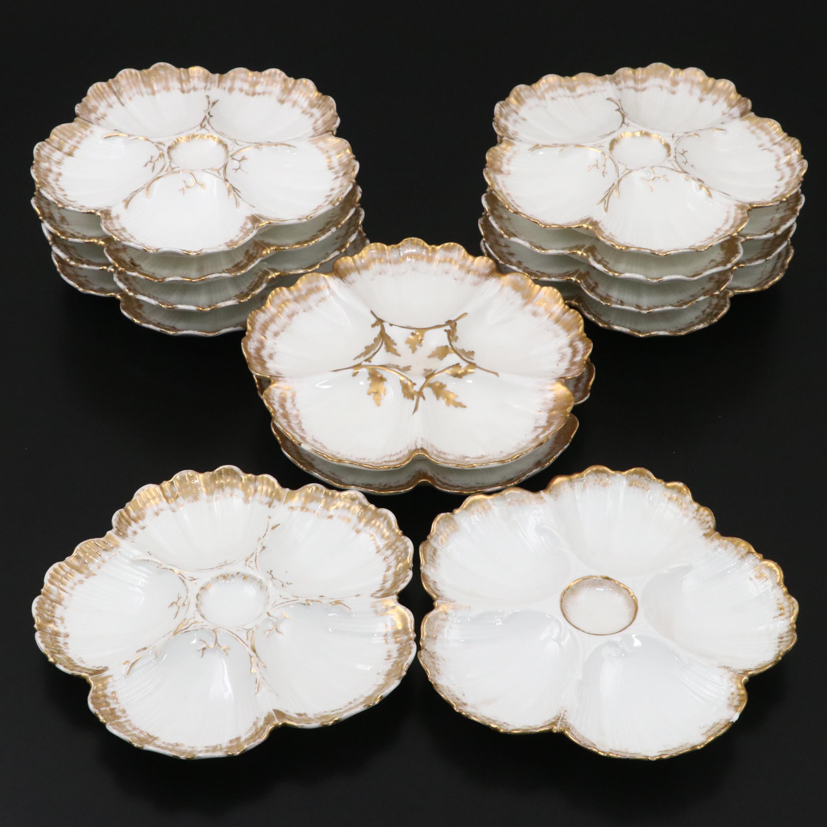 Martial Redon and Other Limoges Porcelain Oyster Plates, Late 19th/ Early 20th C