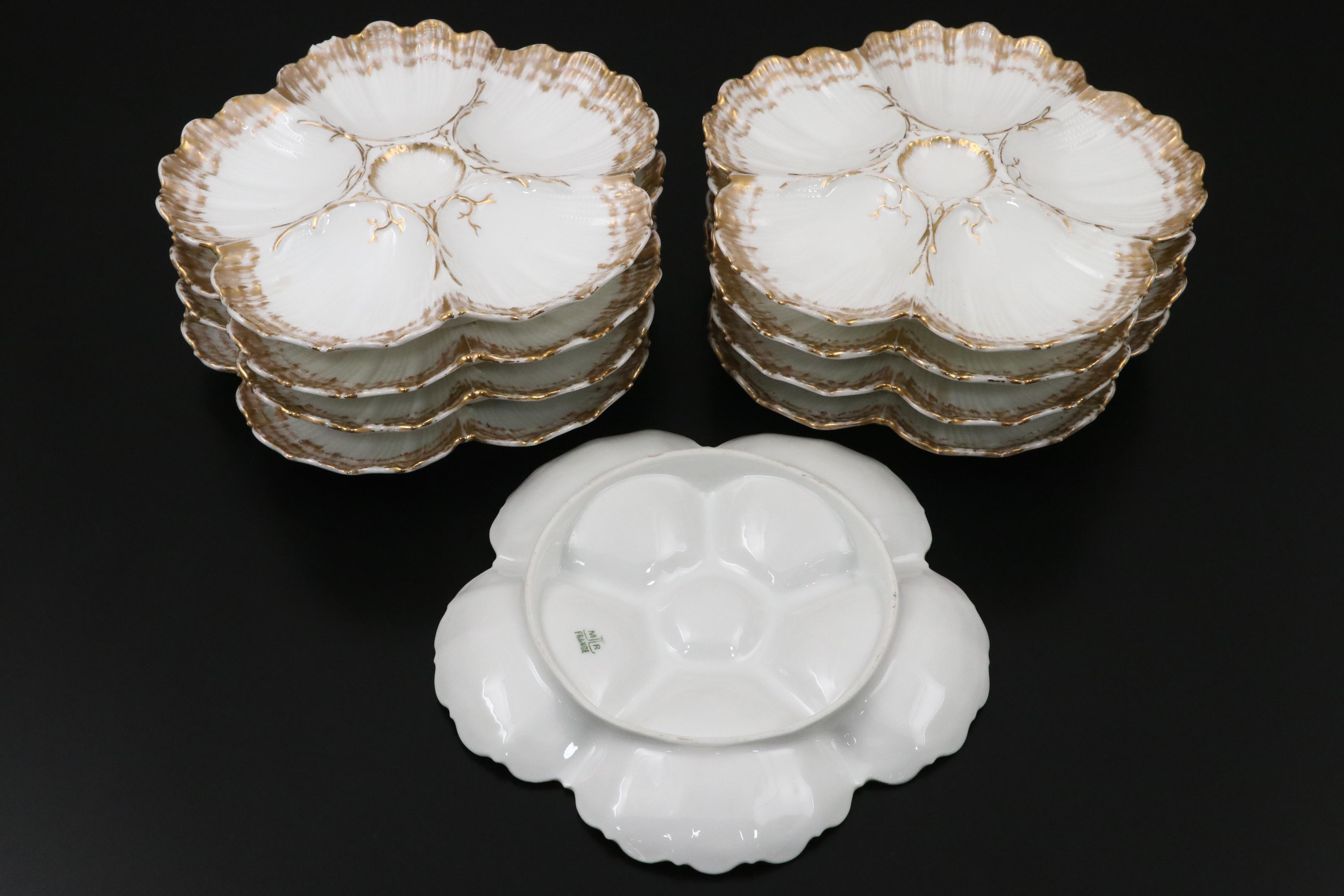 Martial Redon and Other Limoges Porcelain Oyster Plates, Late 19th/ Early 20th C