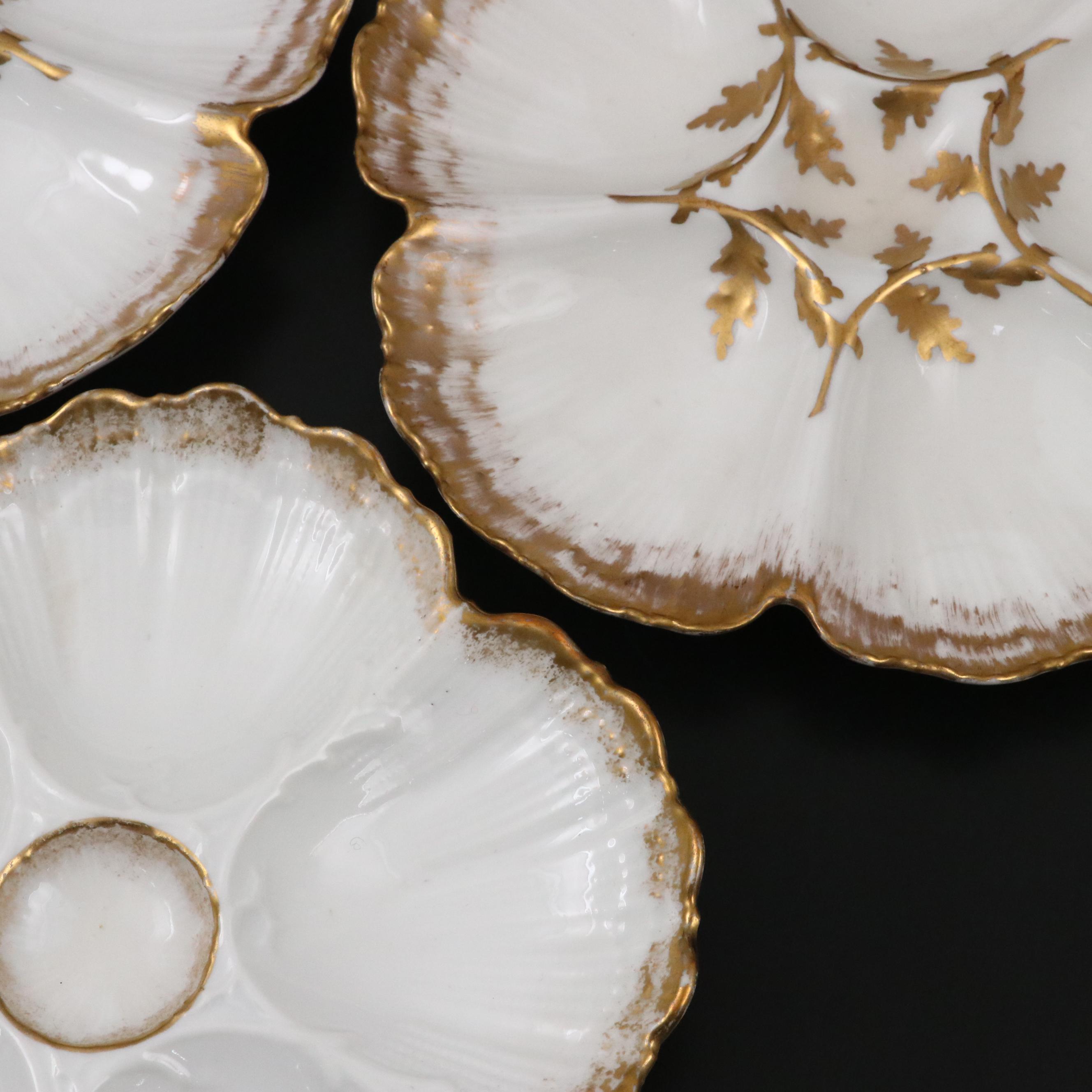 Martial Redon and Other Limoges Porcelain Oyster Plates, Late 19th/ Early 20th C