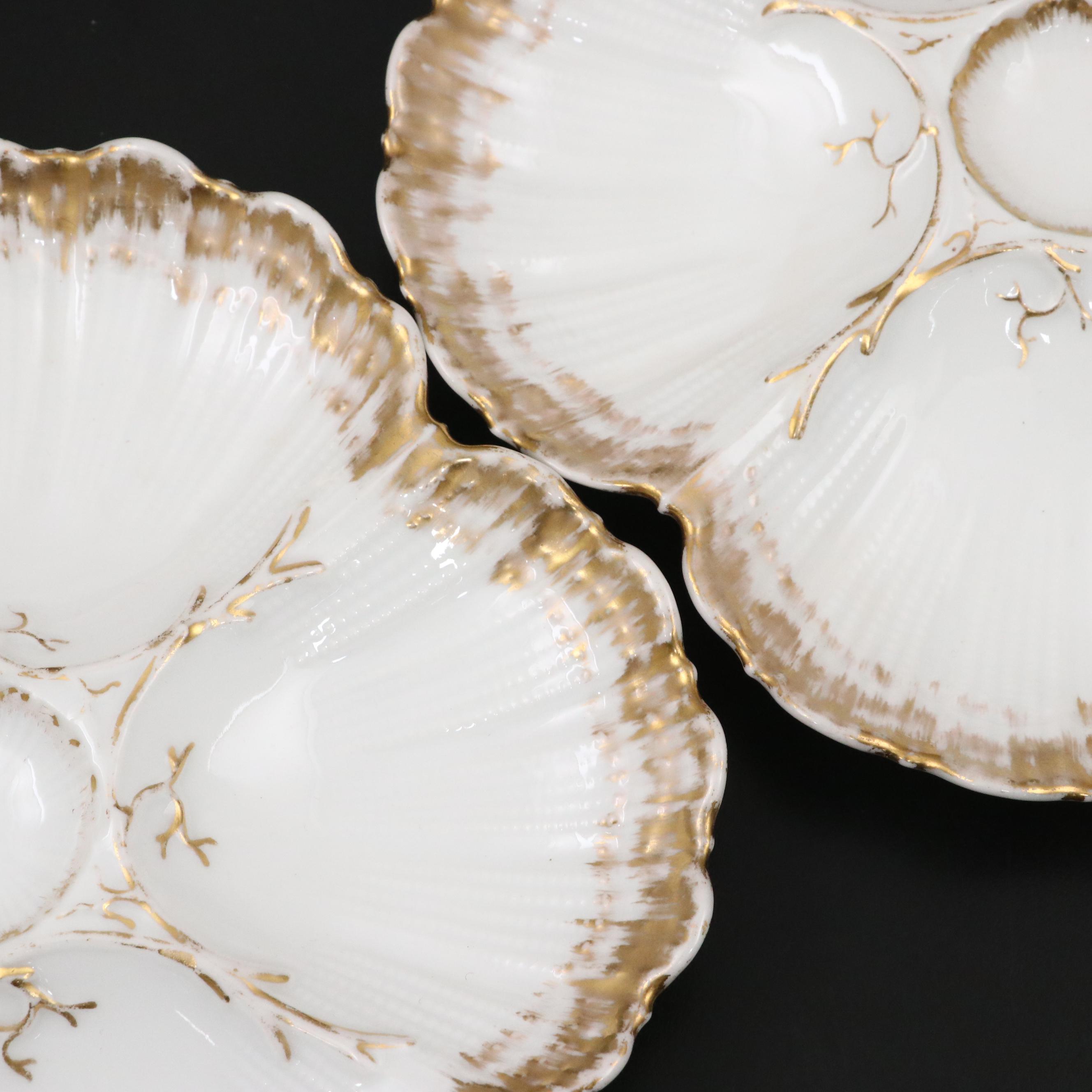 Martial Redon and Other Limoges Porcelain Oyster Plates, Late 19th/ Early 20th C