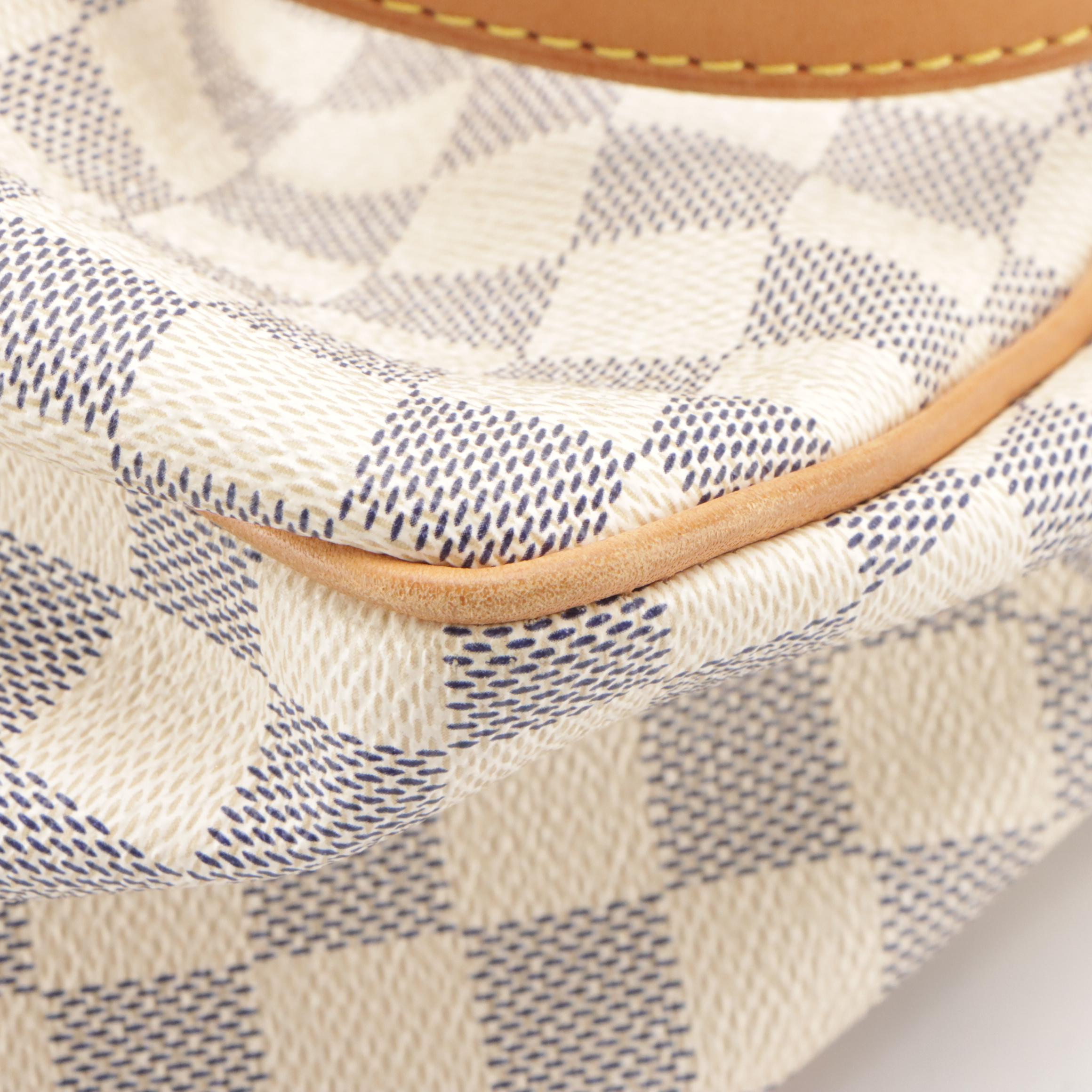 Louis Vuitton Siracusa MM Shoulder Bag in Damier Azur Coated Canvas and Leather