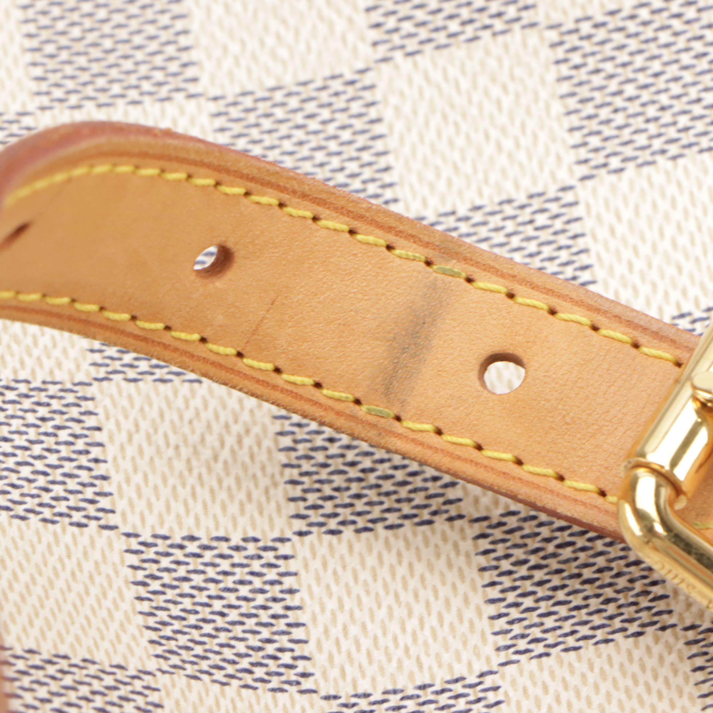 Louis Vuitton Siracusa MM Shoulder Bag in Damier Azur Coated Canvas and Leather