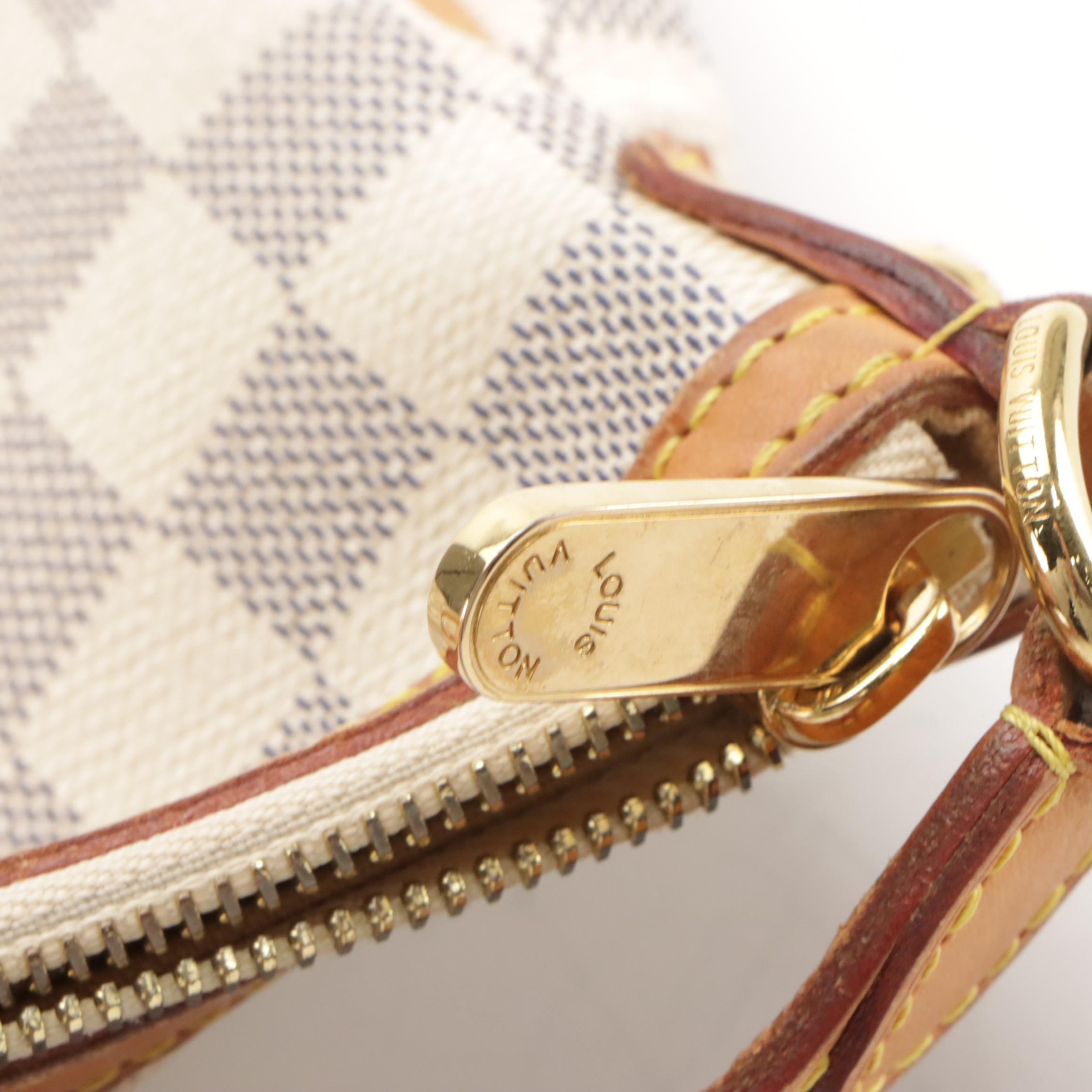 Louis Vuitton Siracusa MM Shoulder Bag in Damier Azur Coated Canvas and Leather