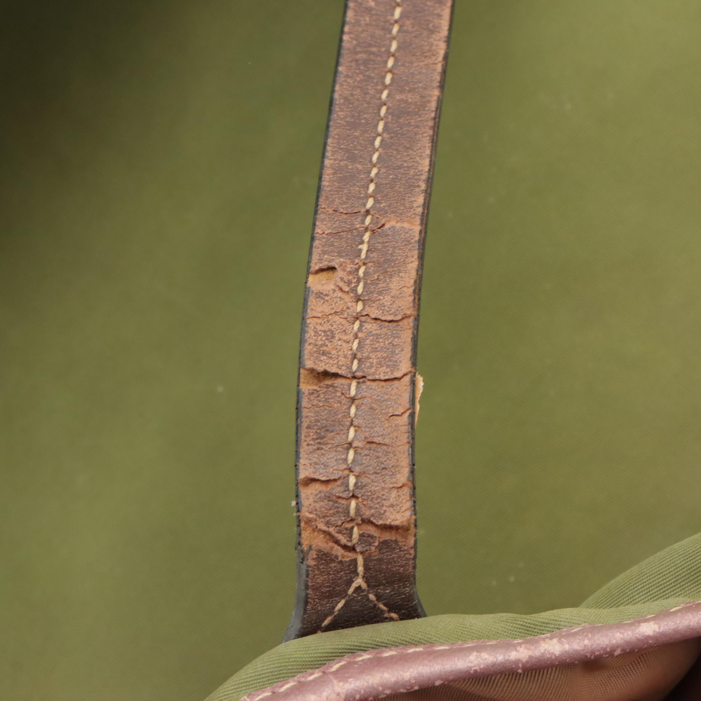 Prada Shoulder Tote in Green Tessuto Nylon and Metallic Leather Trim