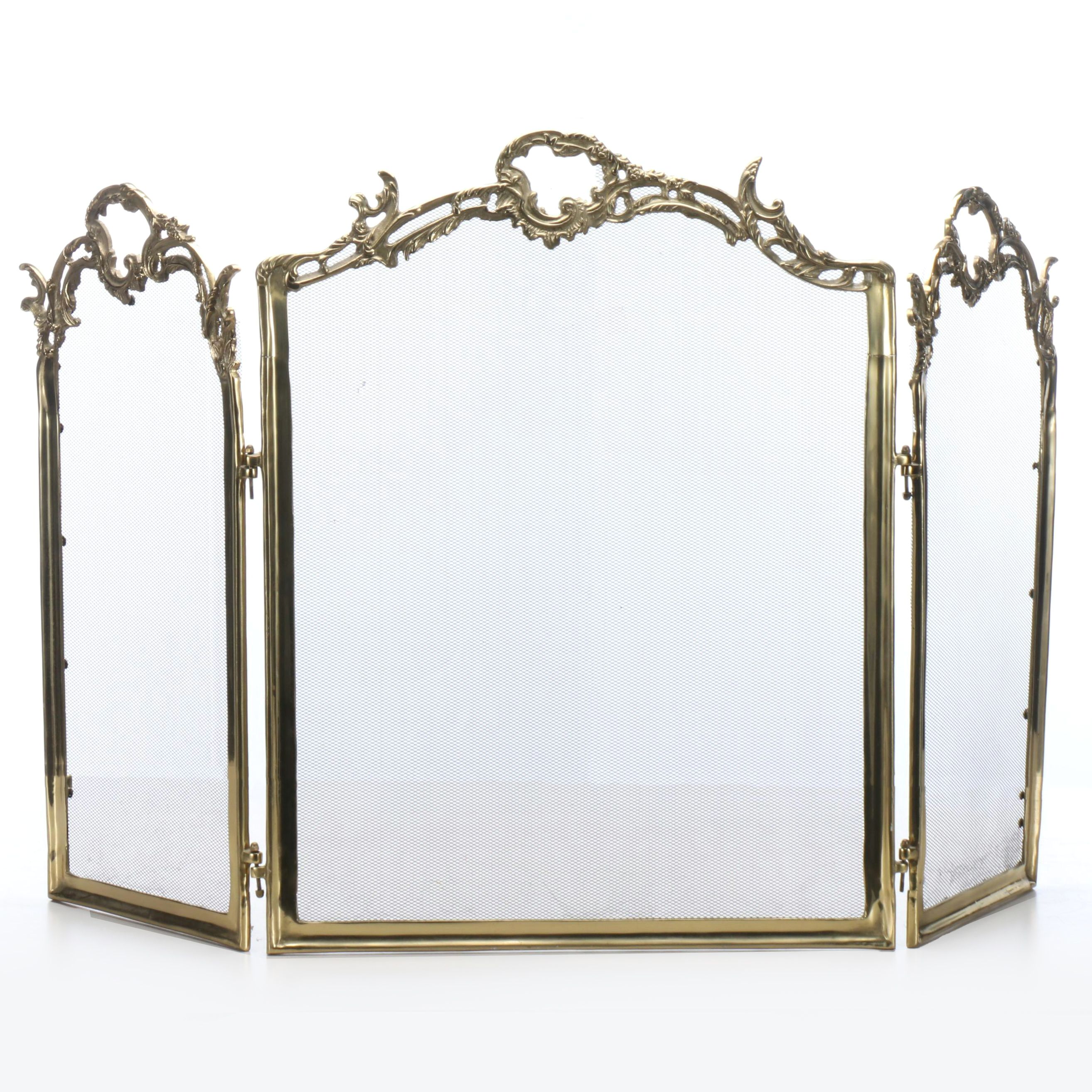 Rococo Style Brass Fireplace Screen
