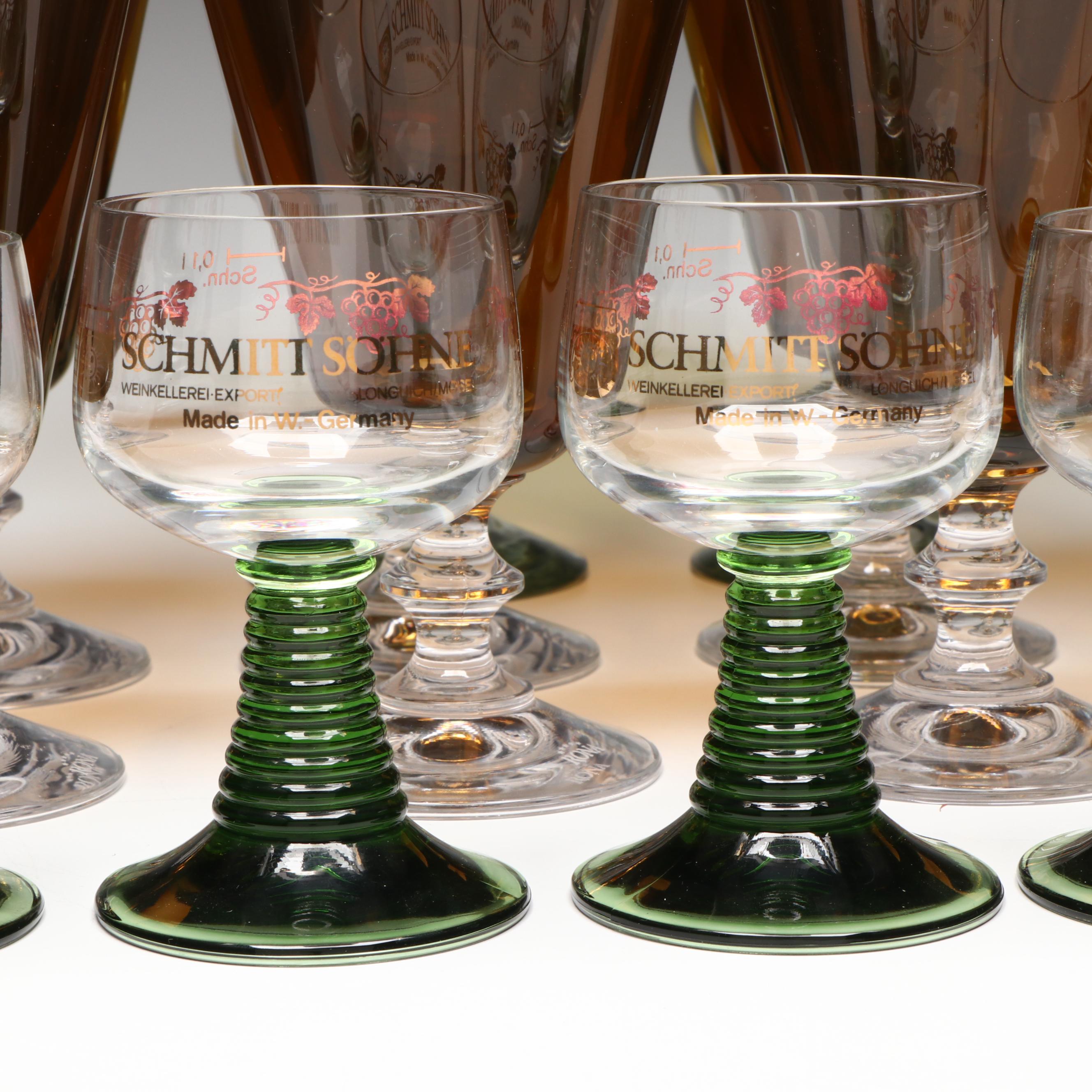 Rona with Other Glass and Lacquerware Stemware, Mid to Late 20th Century