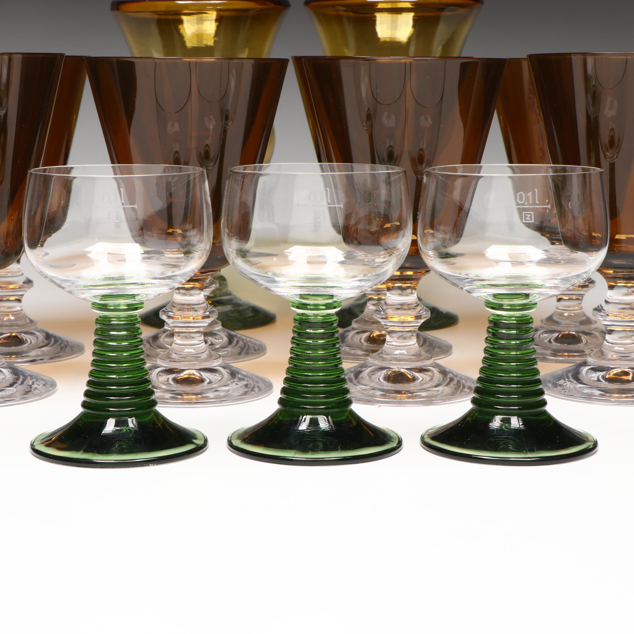 Rona with Other Glass and Lacquerware Stemware, Mid to Late 20th Century