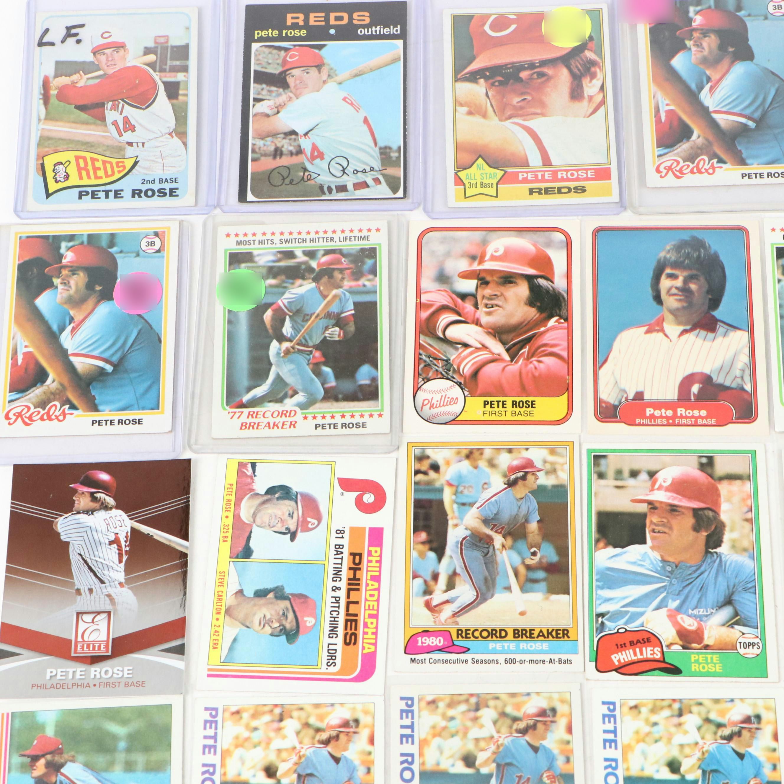 Pete Rose Baseball Card Collection, 1960s-2010s