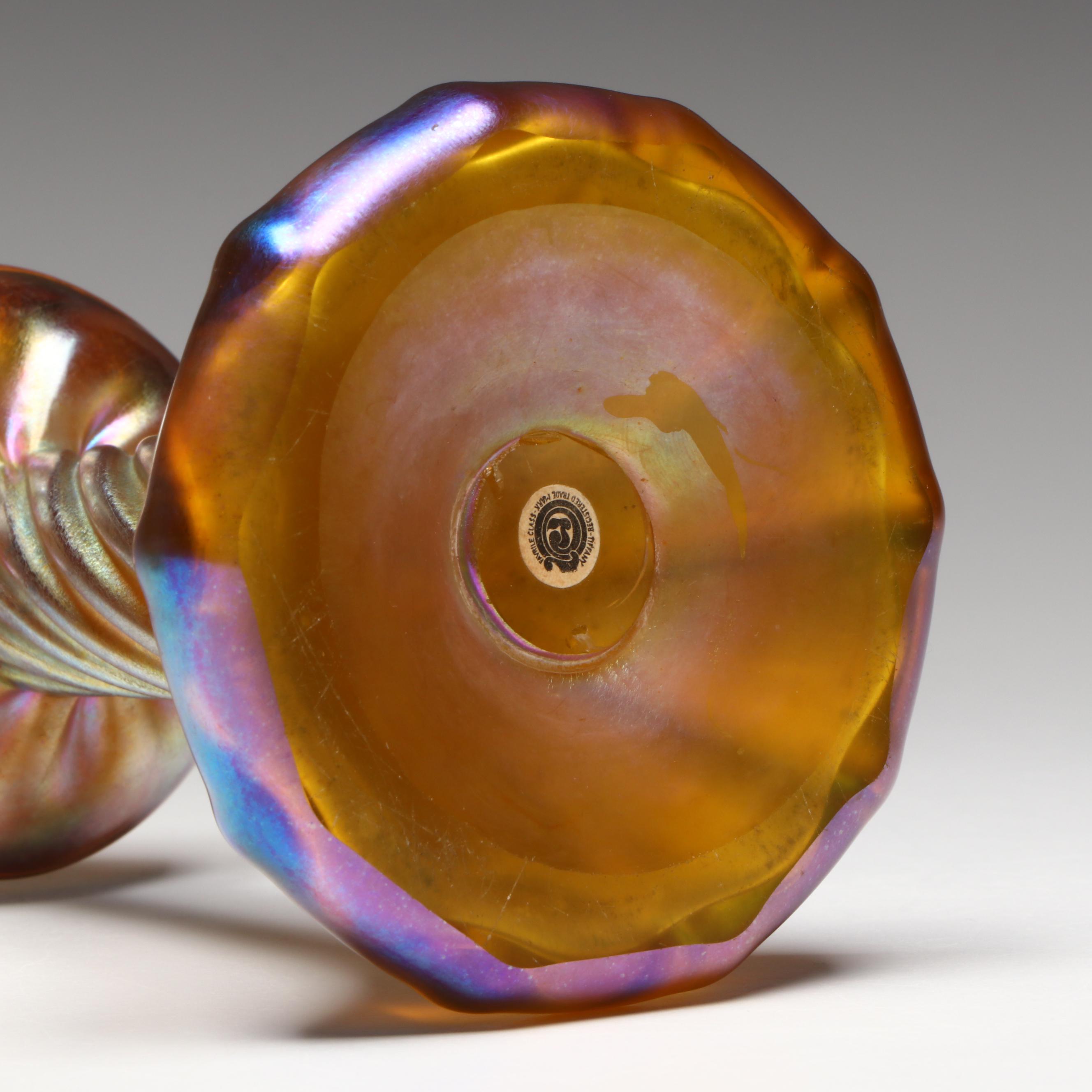 Louis Comfort Tiffany Favrile Glass Candle Lamp, Early 20th Century