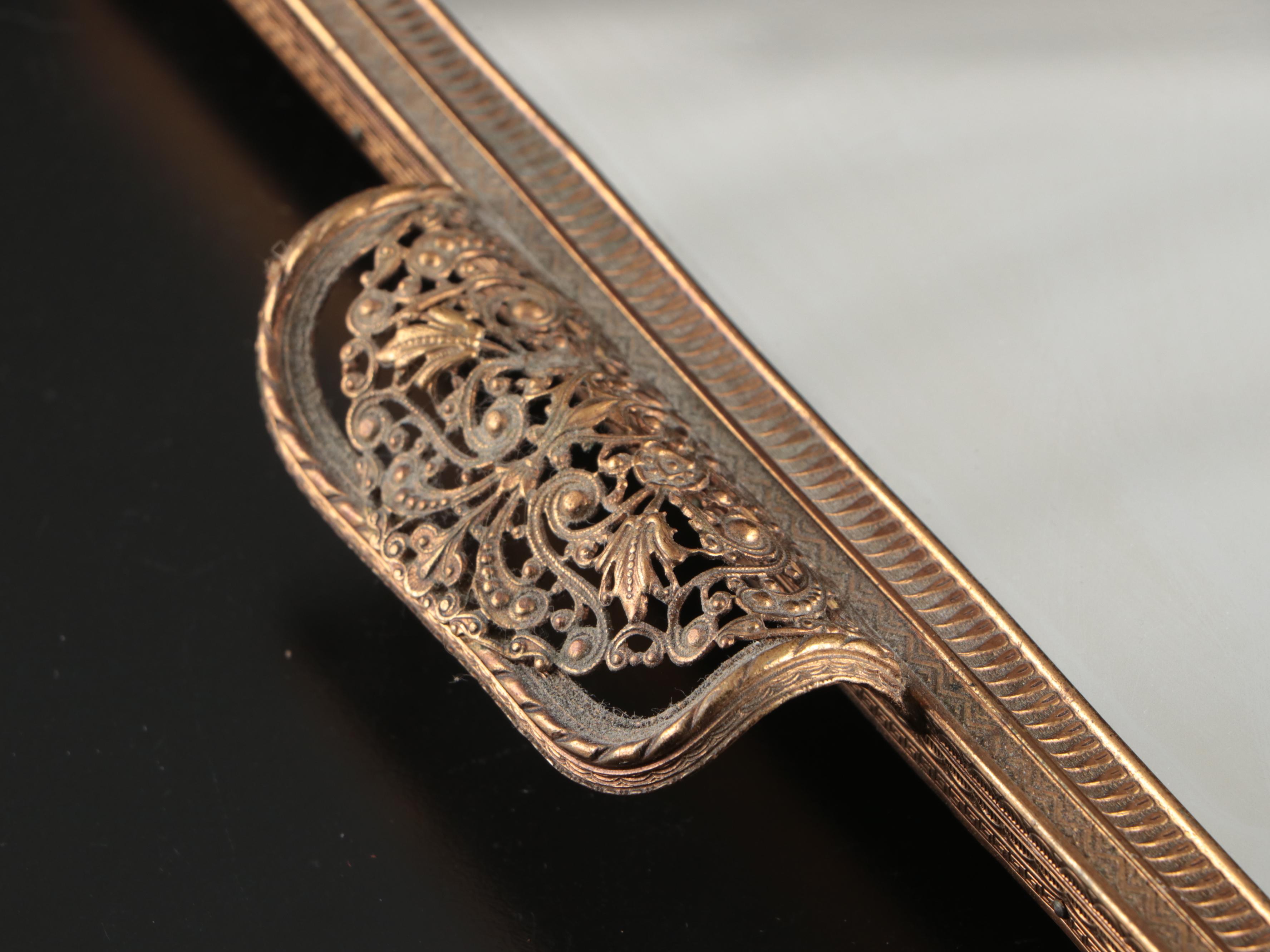 Capodimonte Porcelain Bell, Crystal Bell, Mirrored Tray, and Other Table Décor